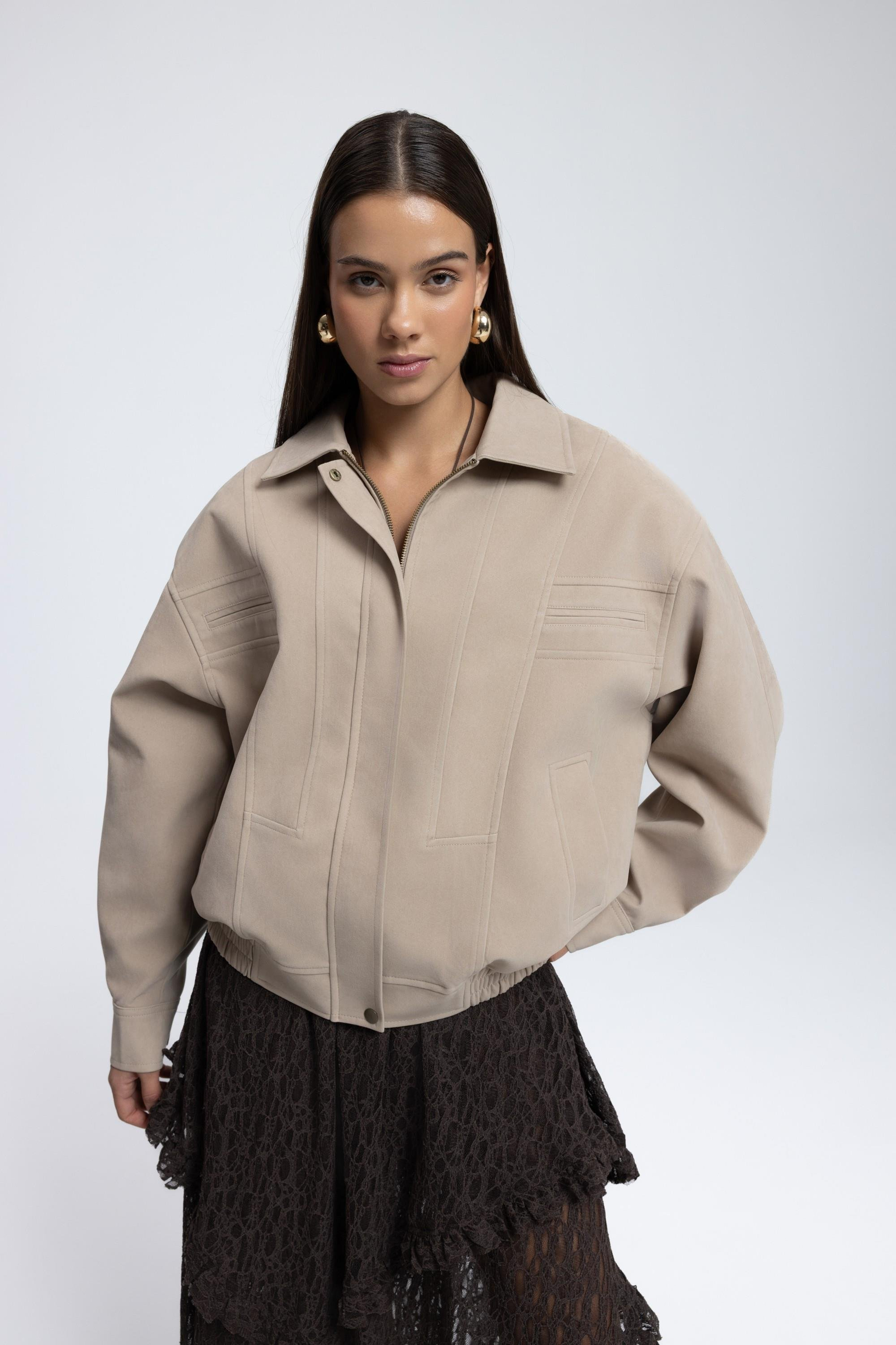 Osea Unısex Bej Bomber Ceket