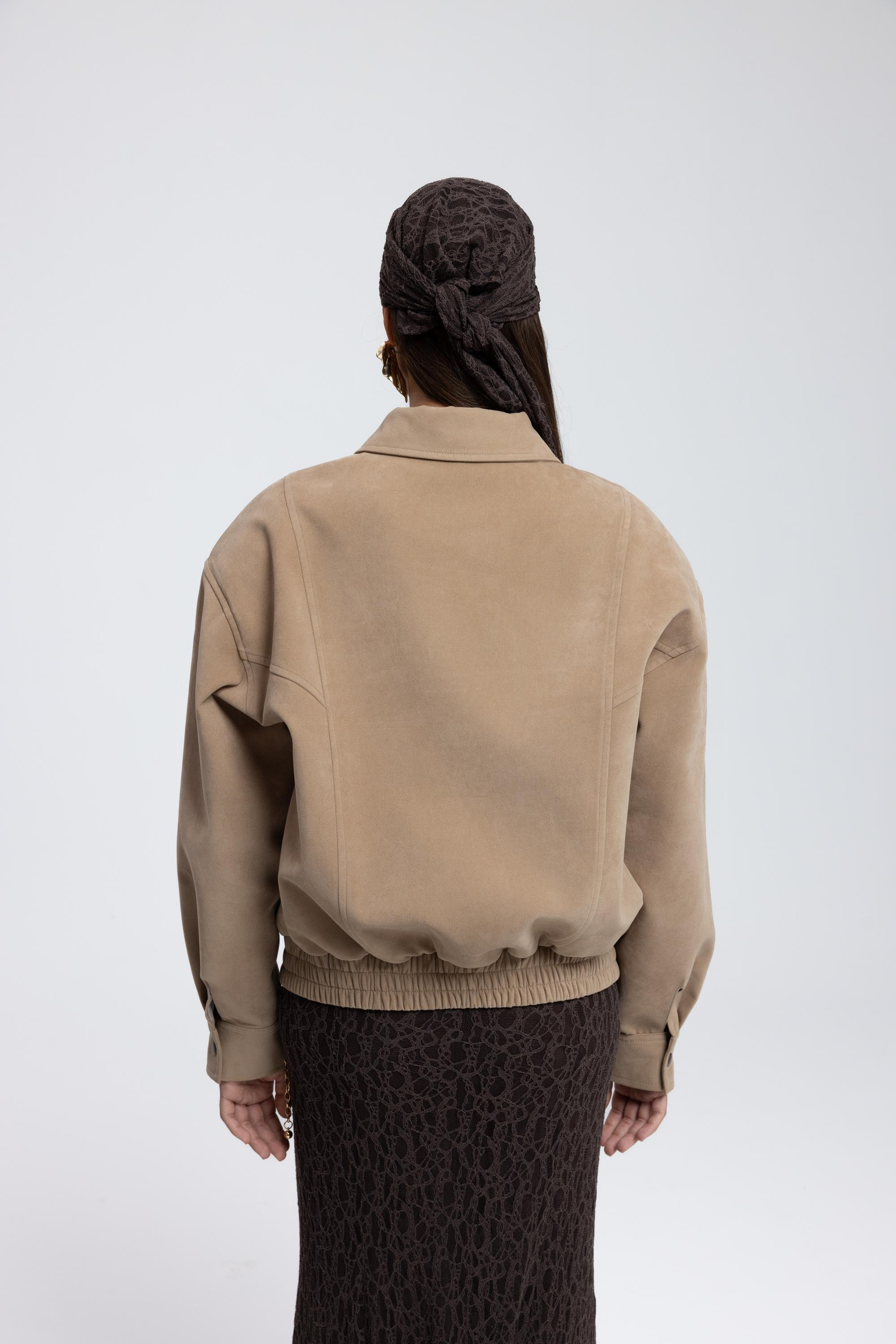 Osea Unisex Koyu Bej Bomber Ceket