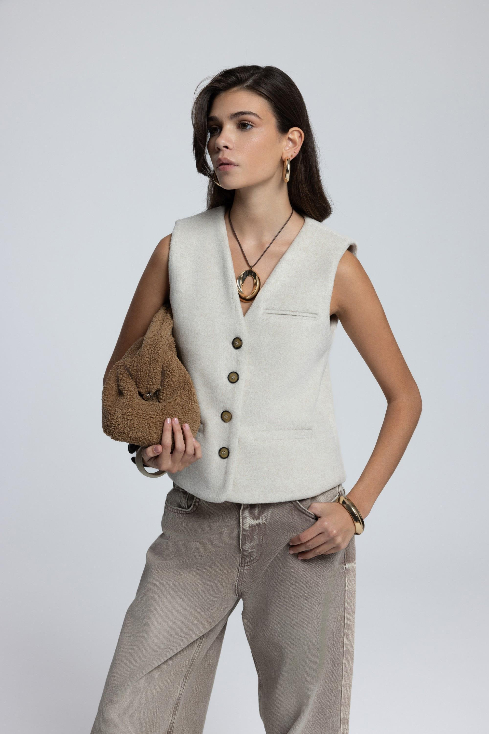 Pace Bej Kısa Yelek