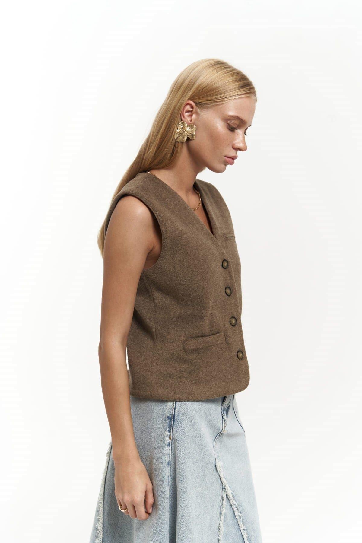 Pace Soft Kahve Kısa Yelek