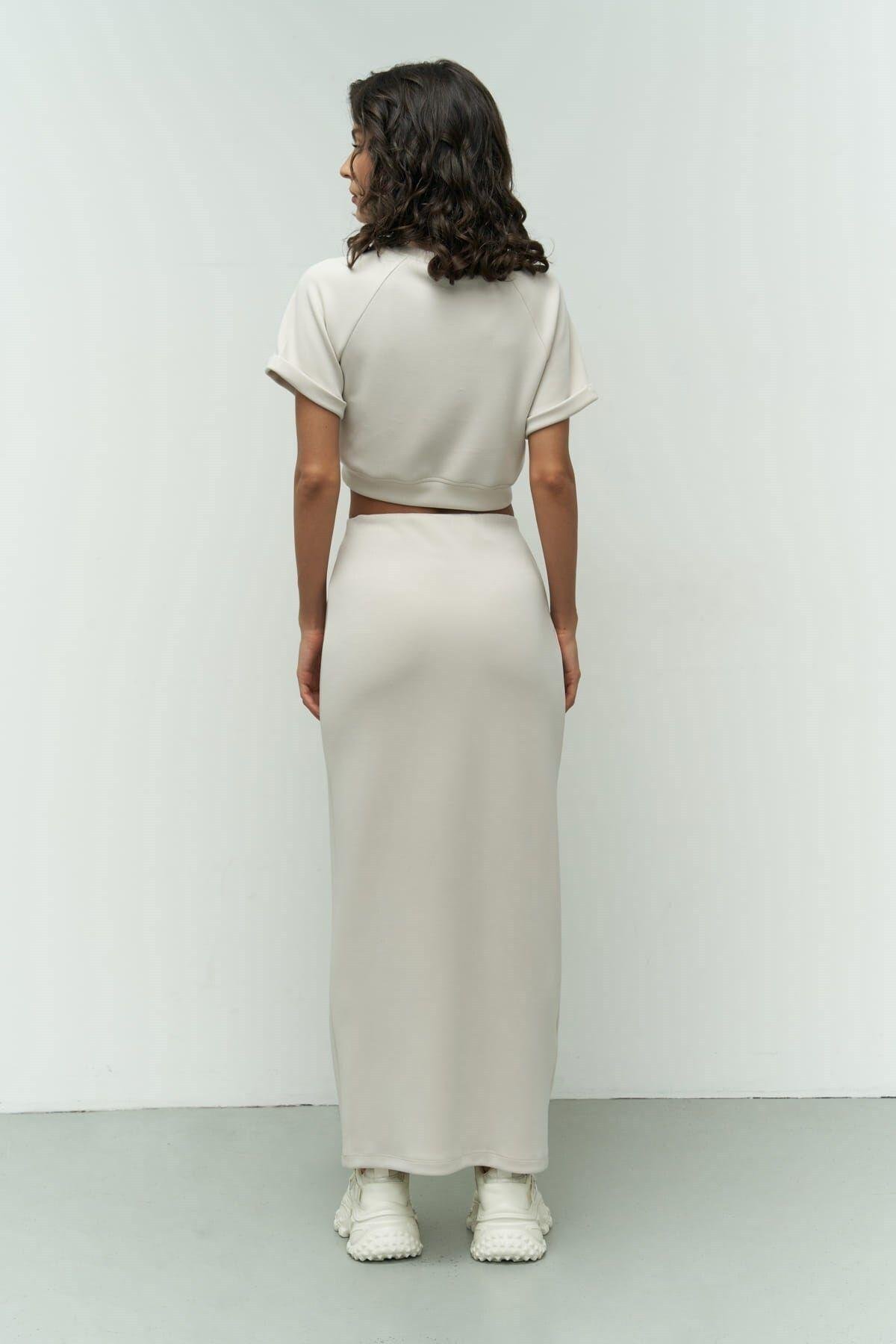 Paloma Beige Crop & Skirt Set