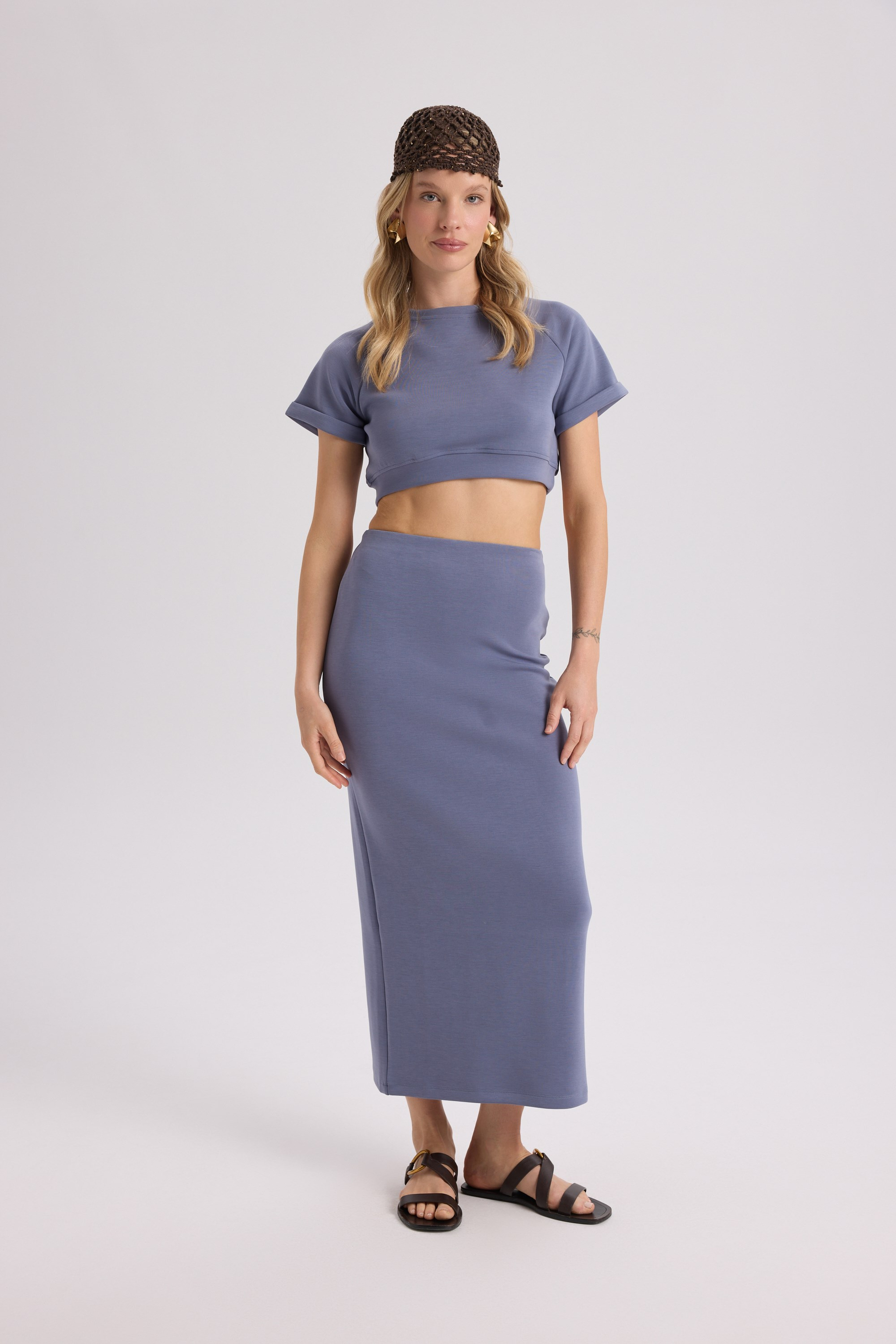 Paloma İndigo Crop Skirt Set