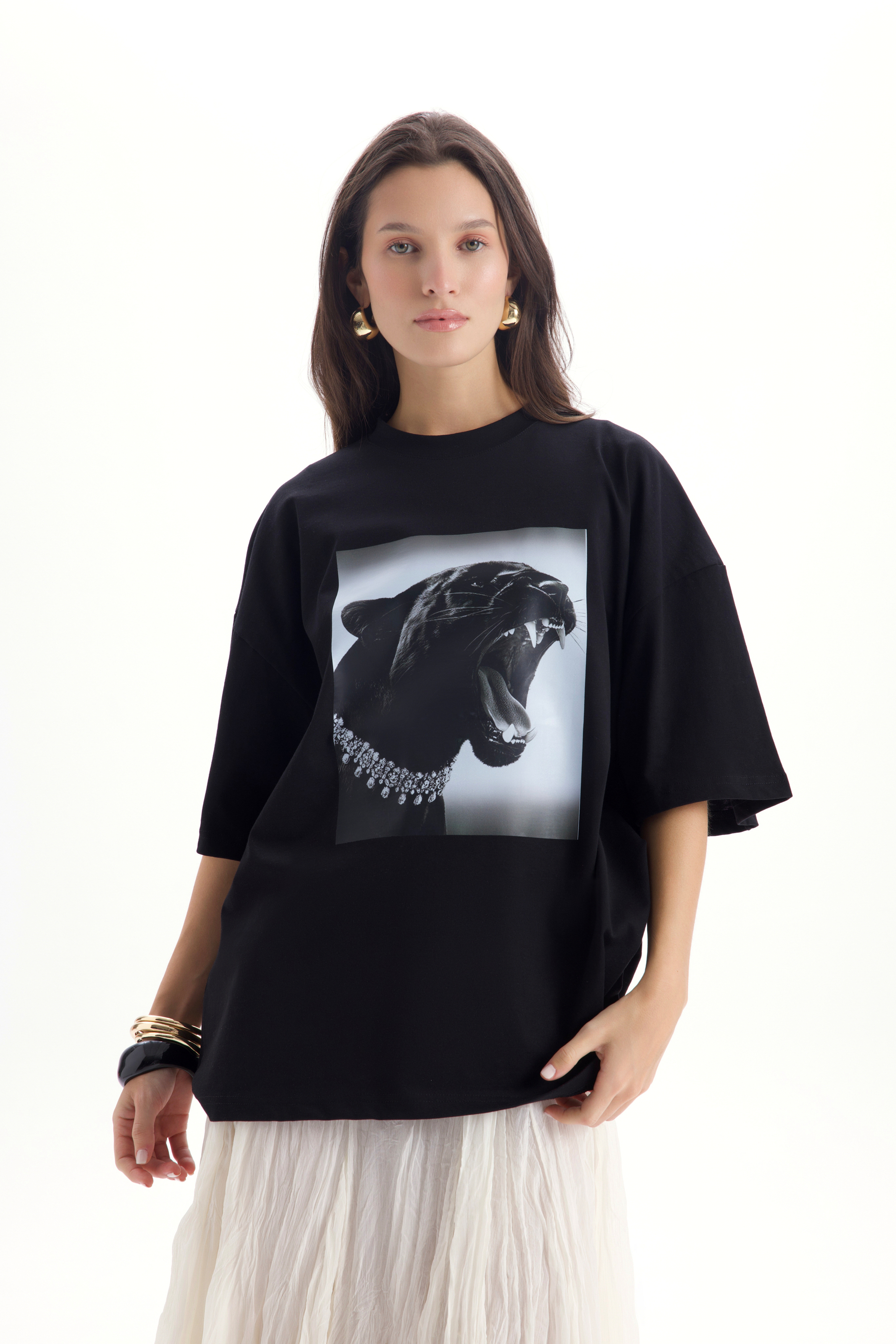 Panthera Oversize Siyah T-Shirt