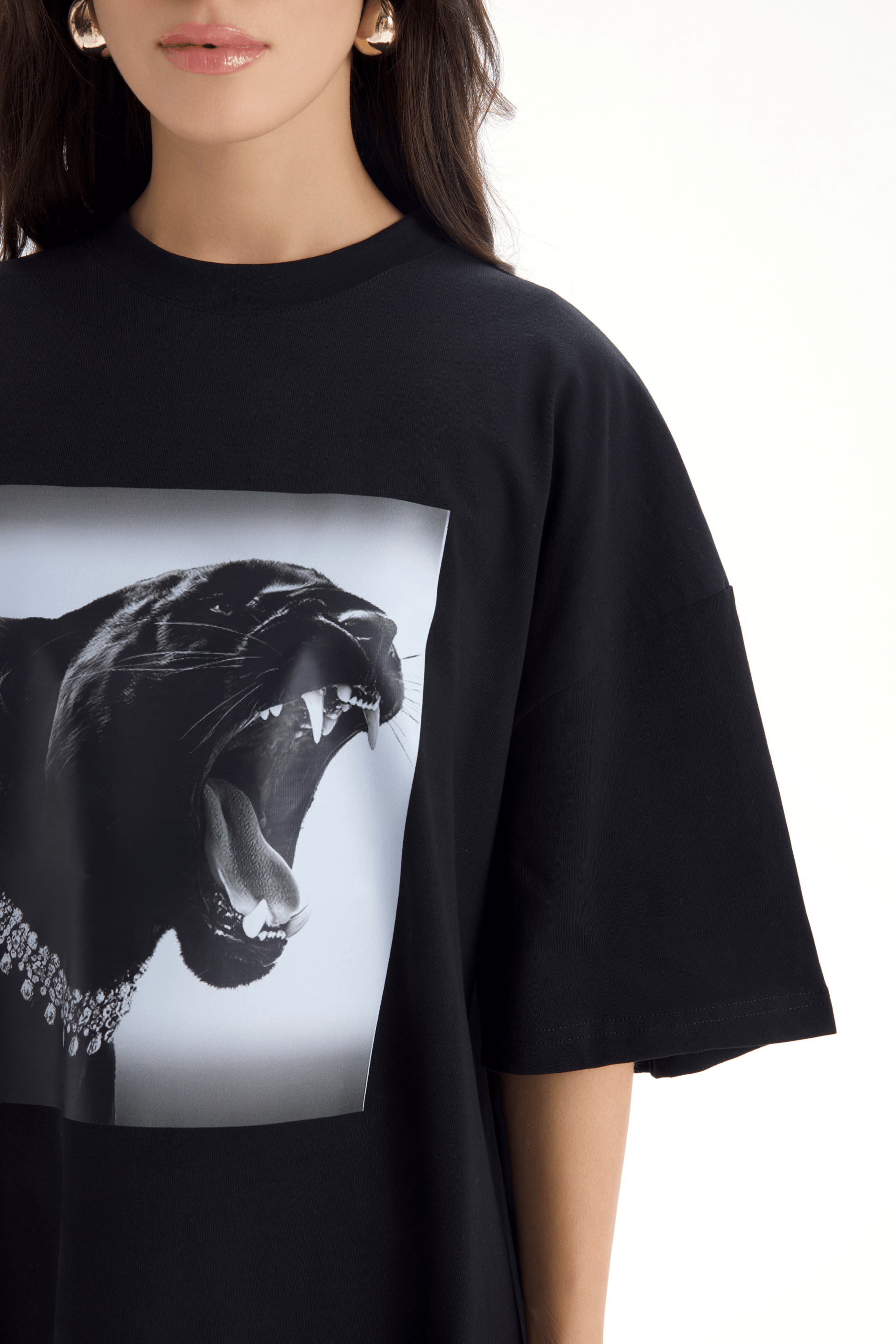 Panthera Oversize Siyah T-Shirt