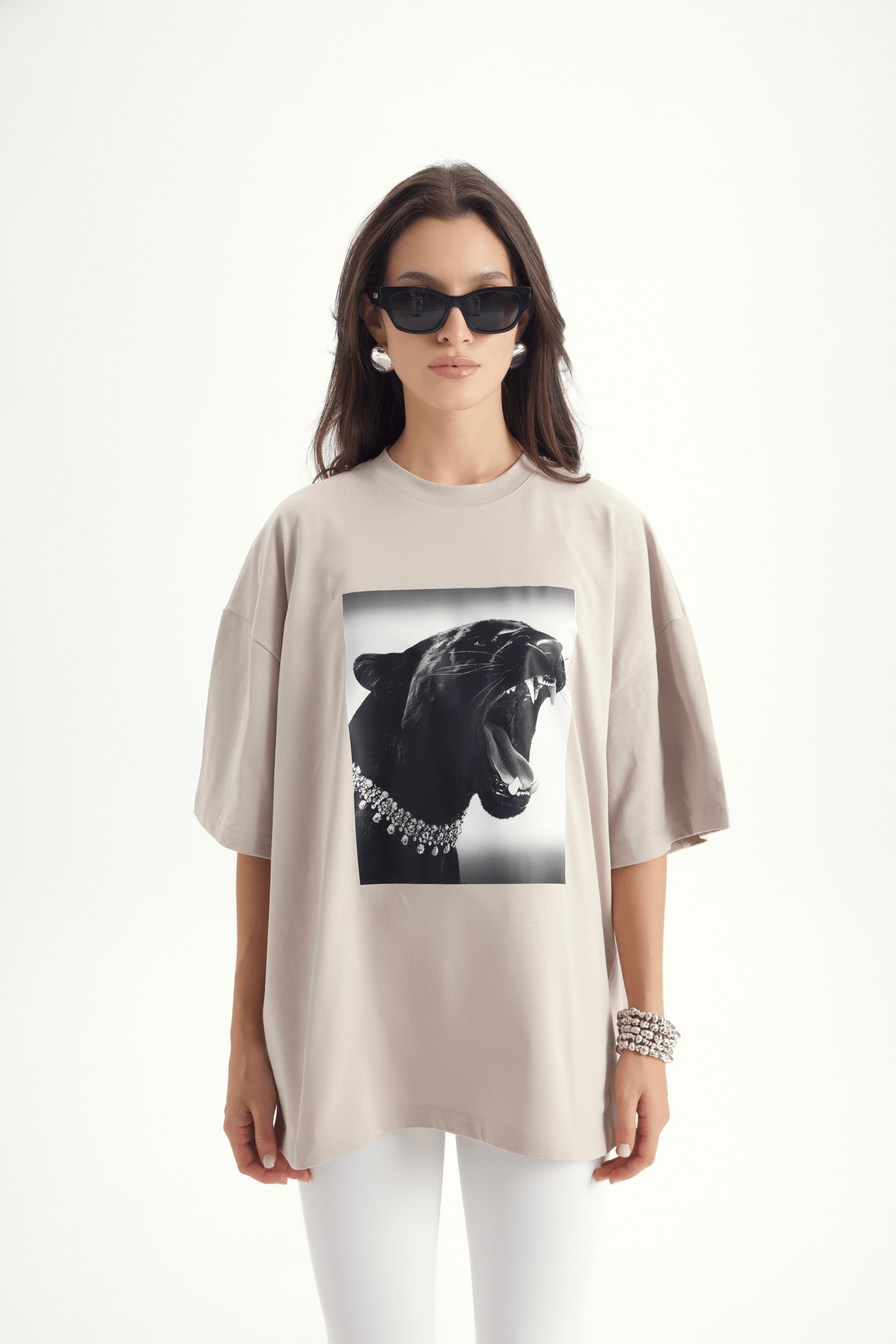 Panthera Oversize Taş T-Shirt