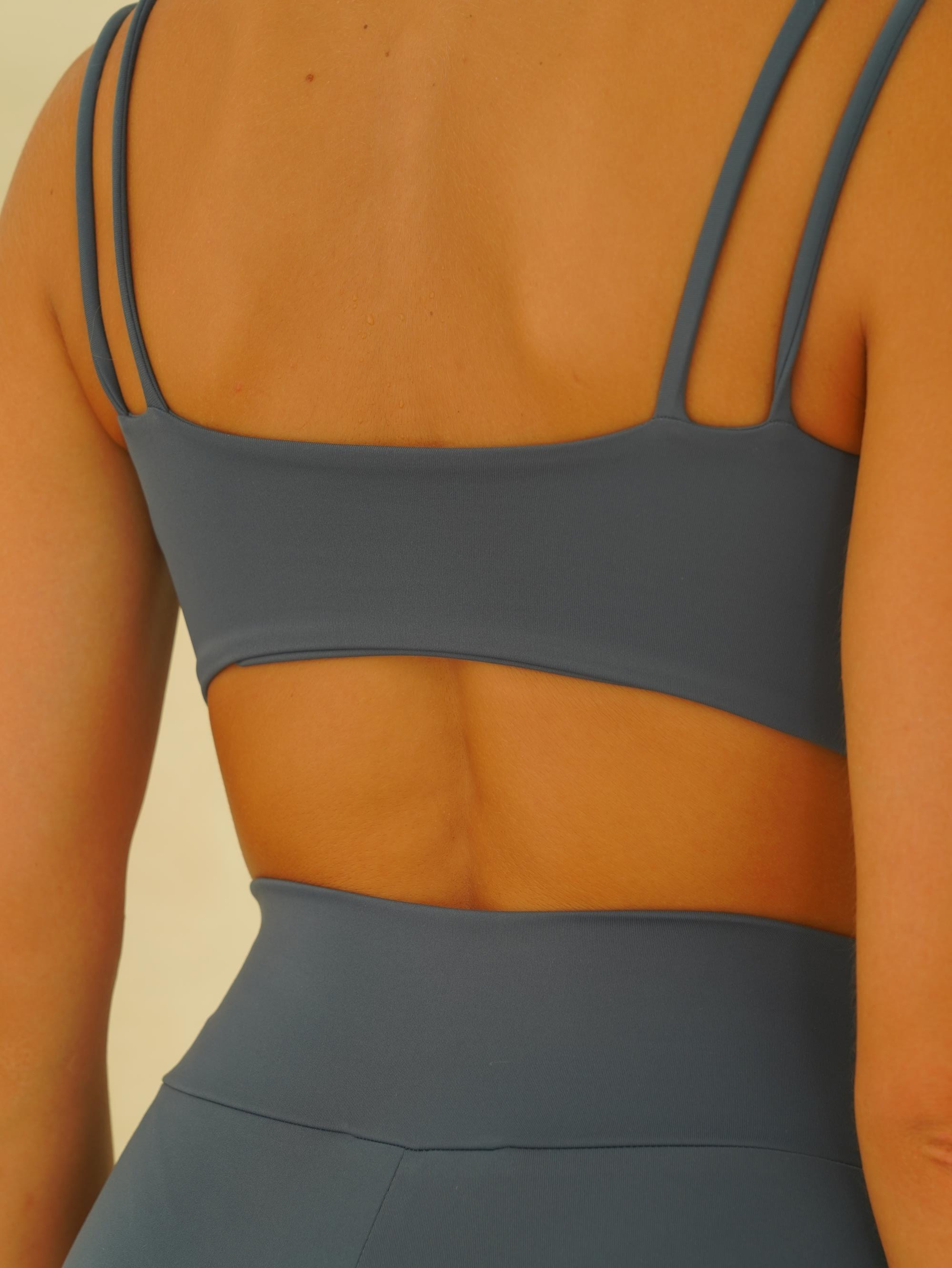 Paria Çapraz Detay Spor İndigo Crop