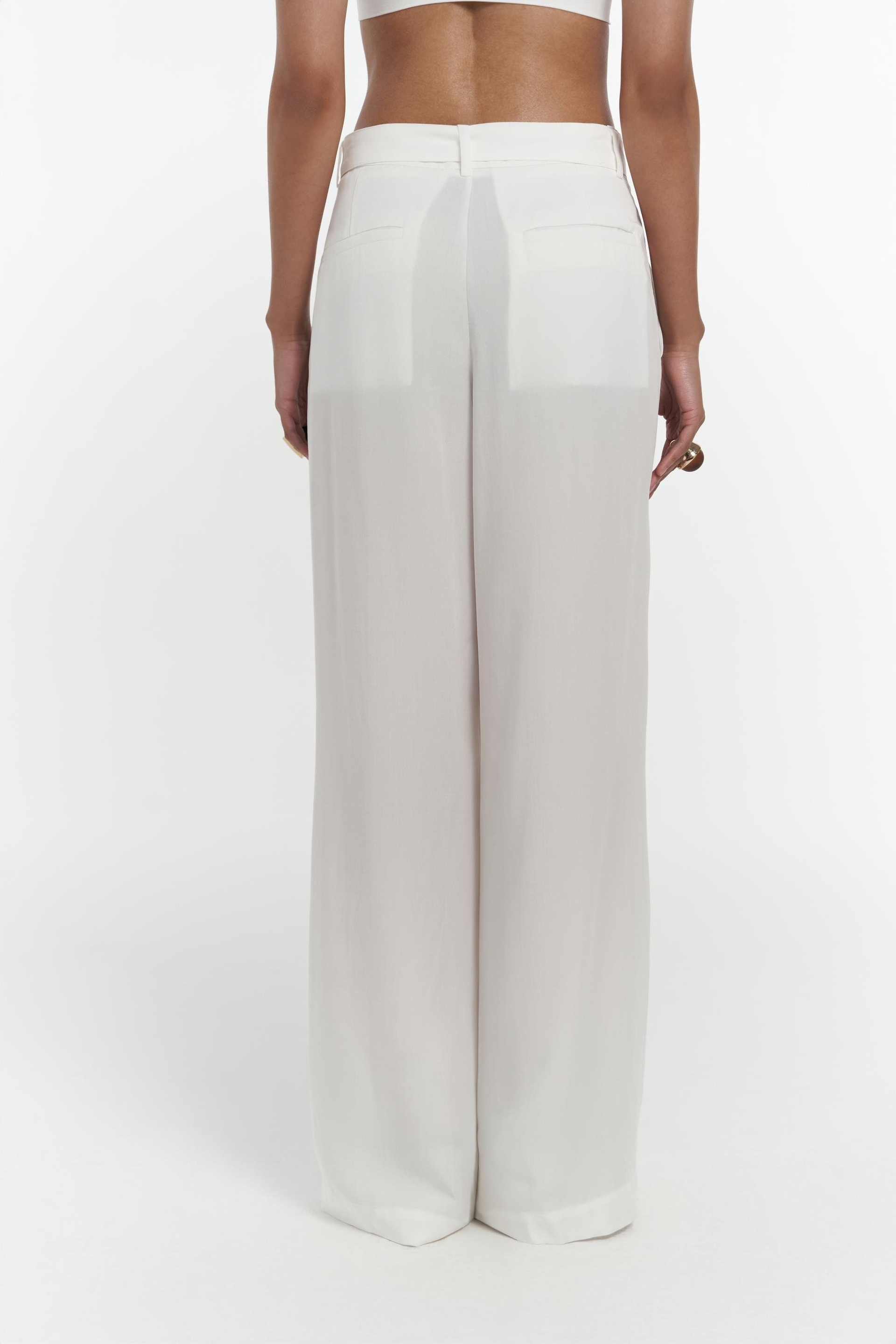 Paros Kemer Detay Ekru Palazzo Pantolon