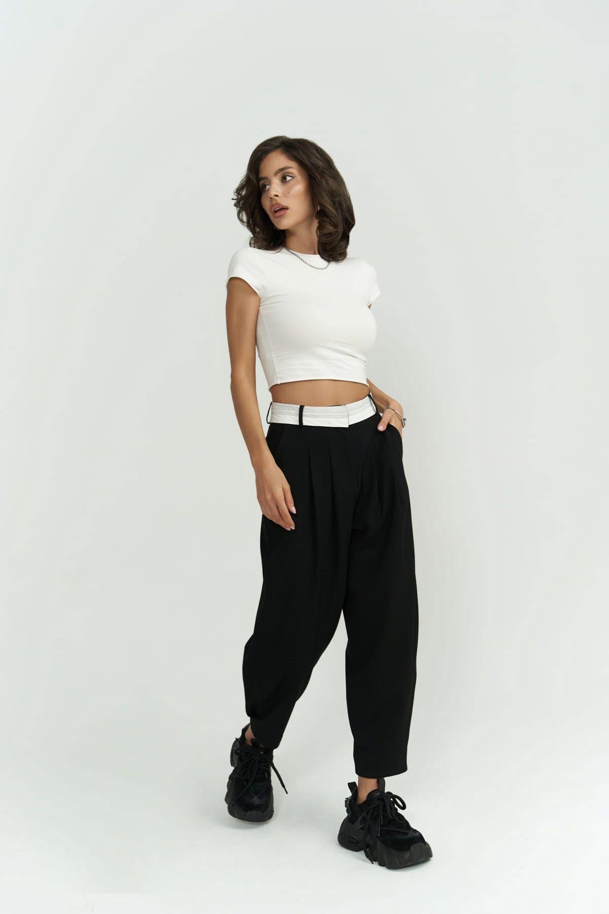 Patrice Reverse Waistband Black Pants