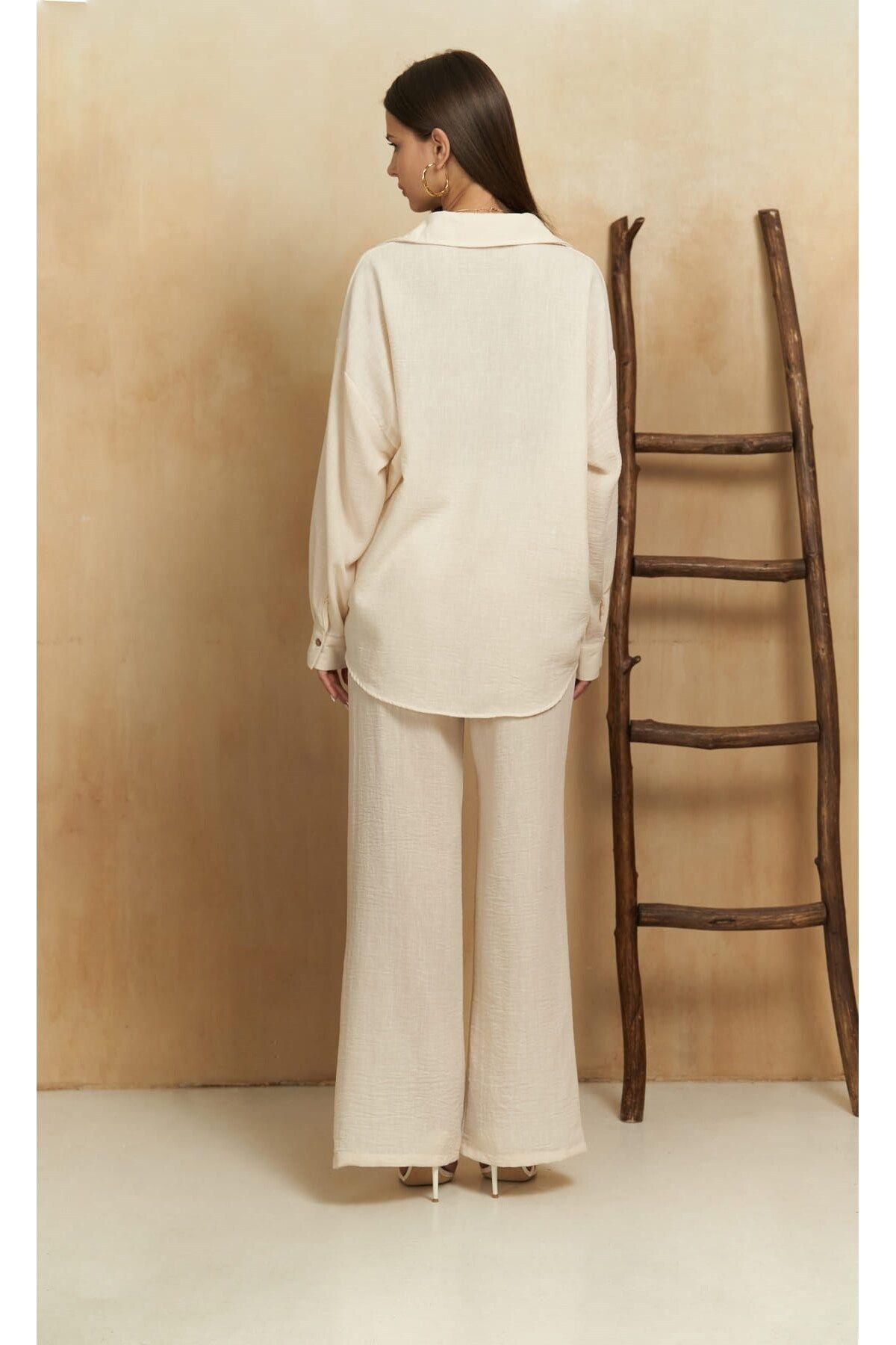 Pedasa Light Beige Shirt & Pants Set