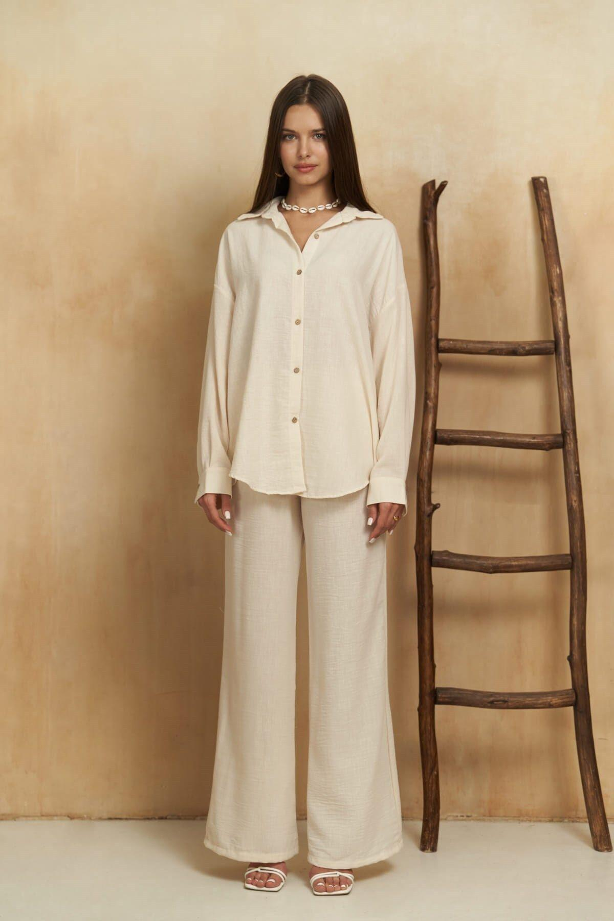 Pedasa Light Beige Shirt & Pants Set
