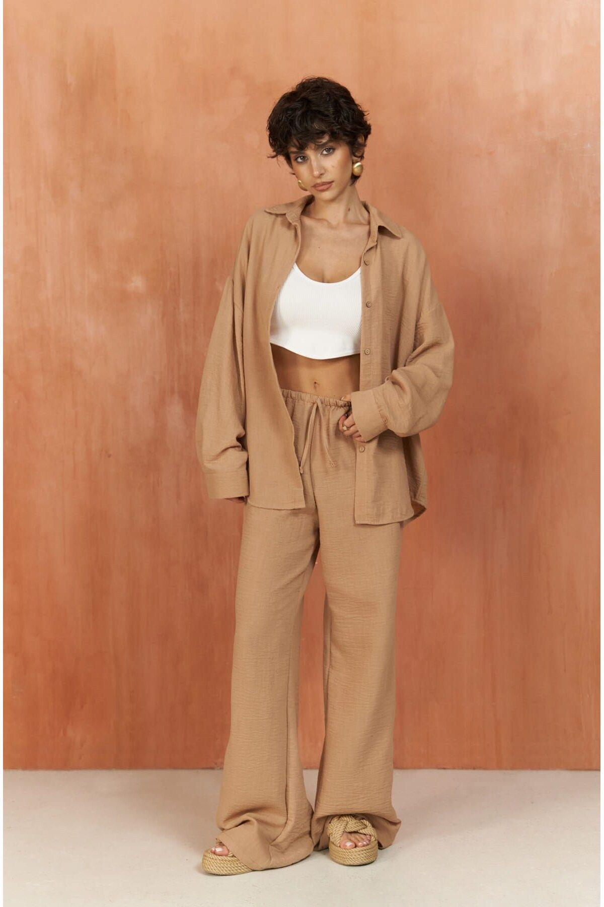 Pedasa Light Brown Shirt & Pants Set