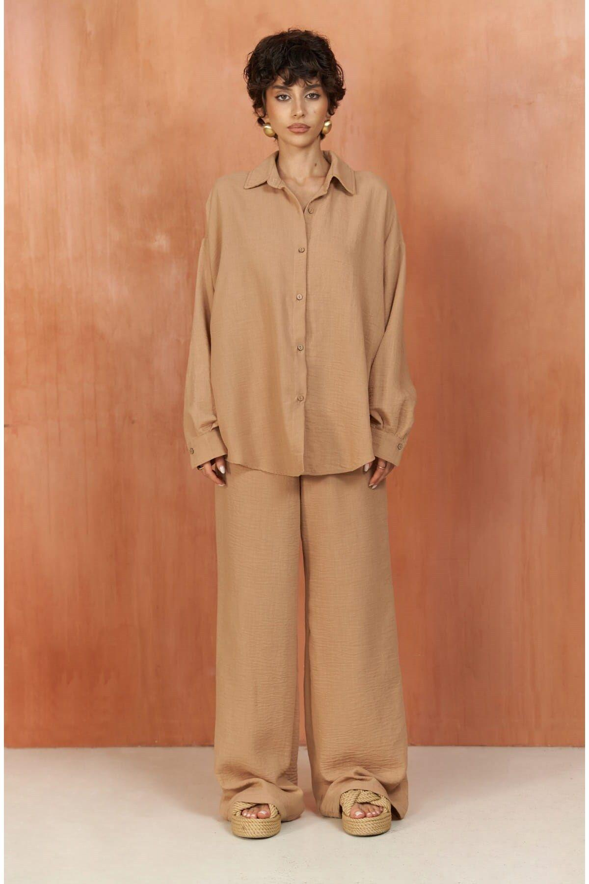 Pedasa Light Brown Shirt & Pants Set