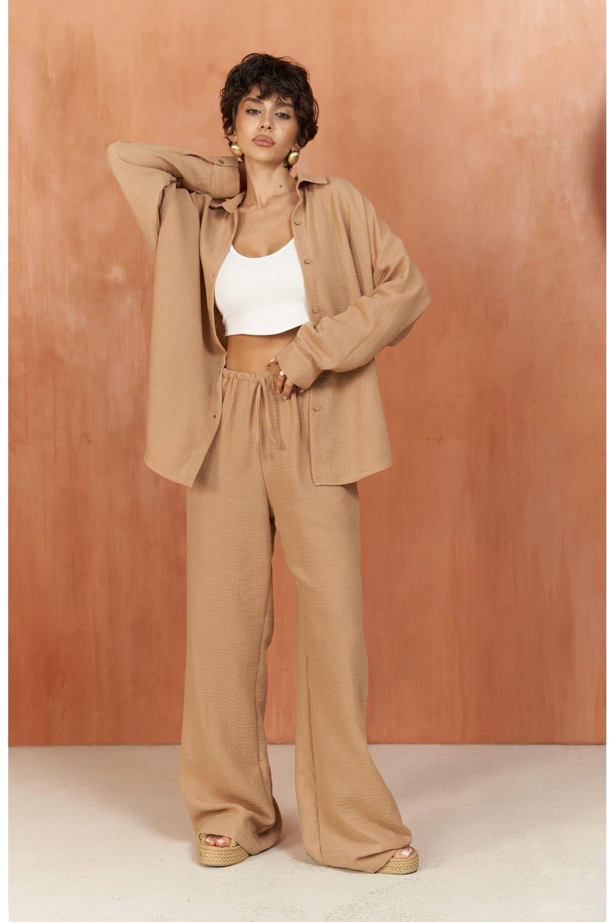 Pedasa Light Brown Shirt & Pants Set
