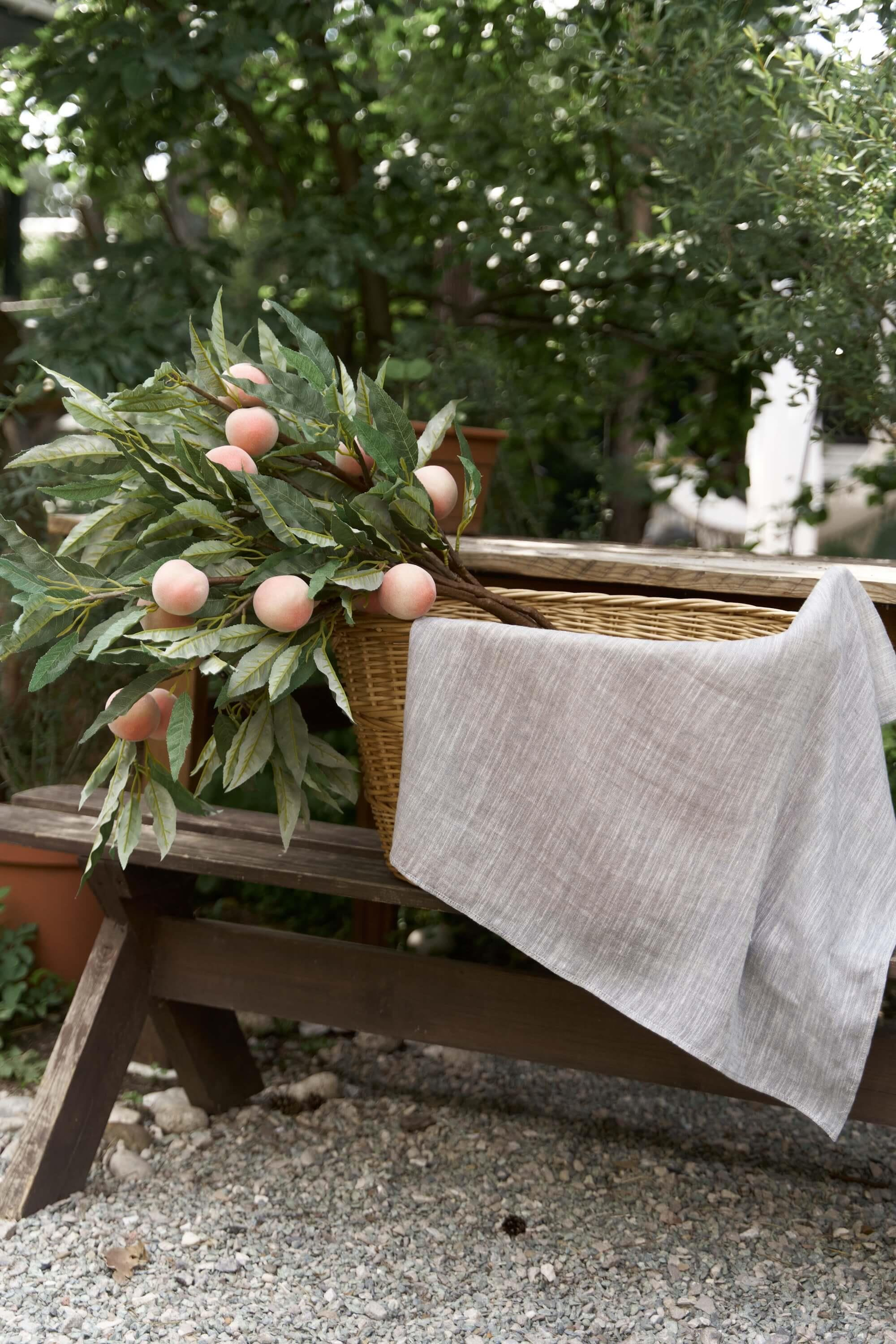 Peony Çizgi Detay Füme Keten Fular