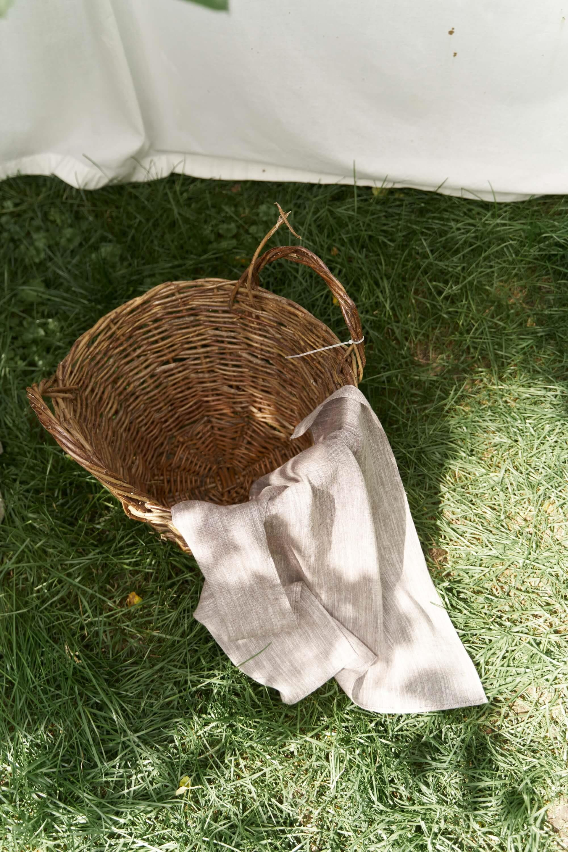 Peony Çizgi Detay Keten Fular - KAHVE