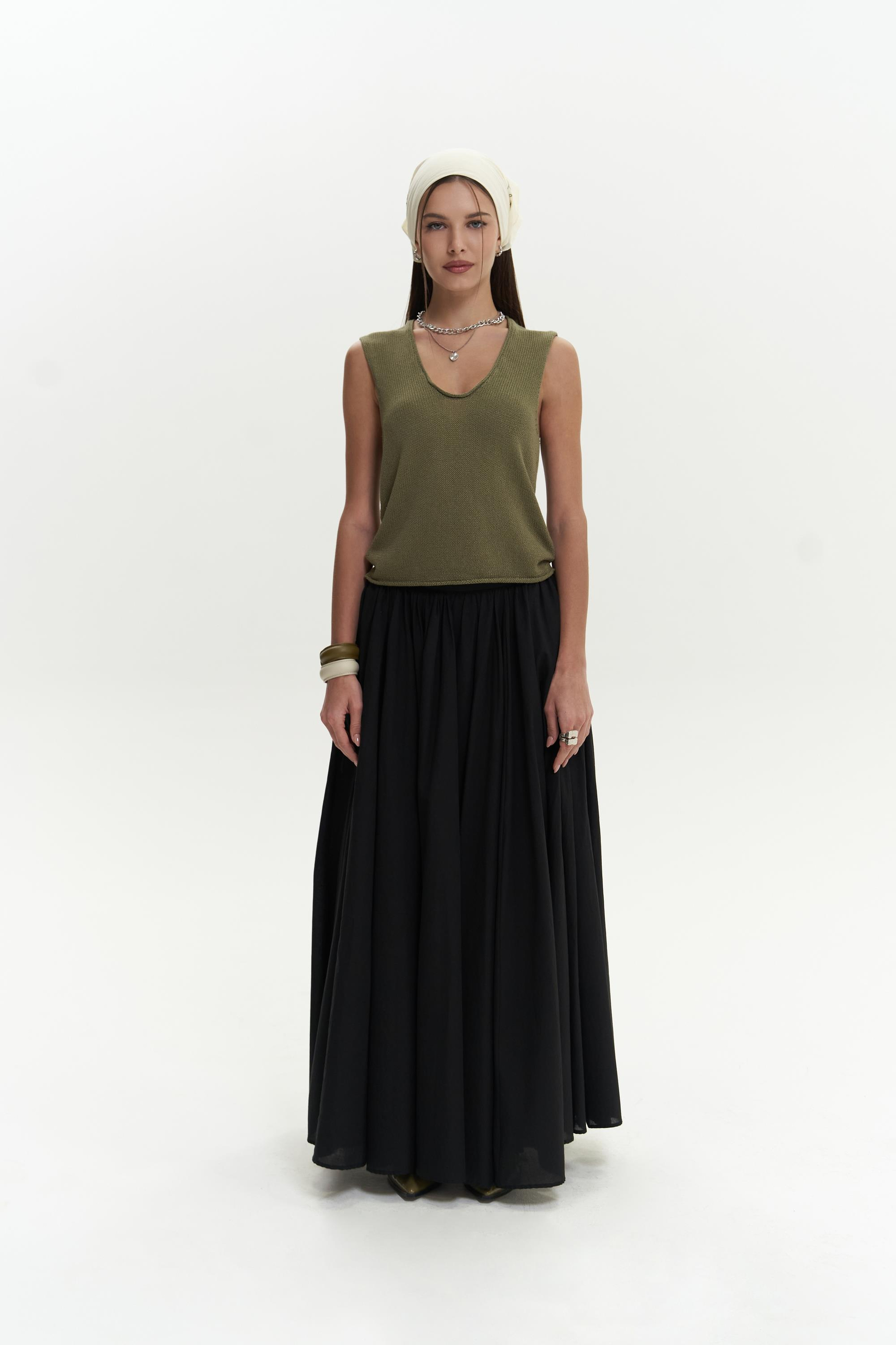 Peri Triko Kolsuz Haki Süveter