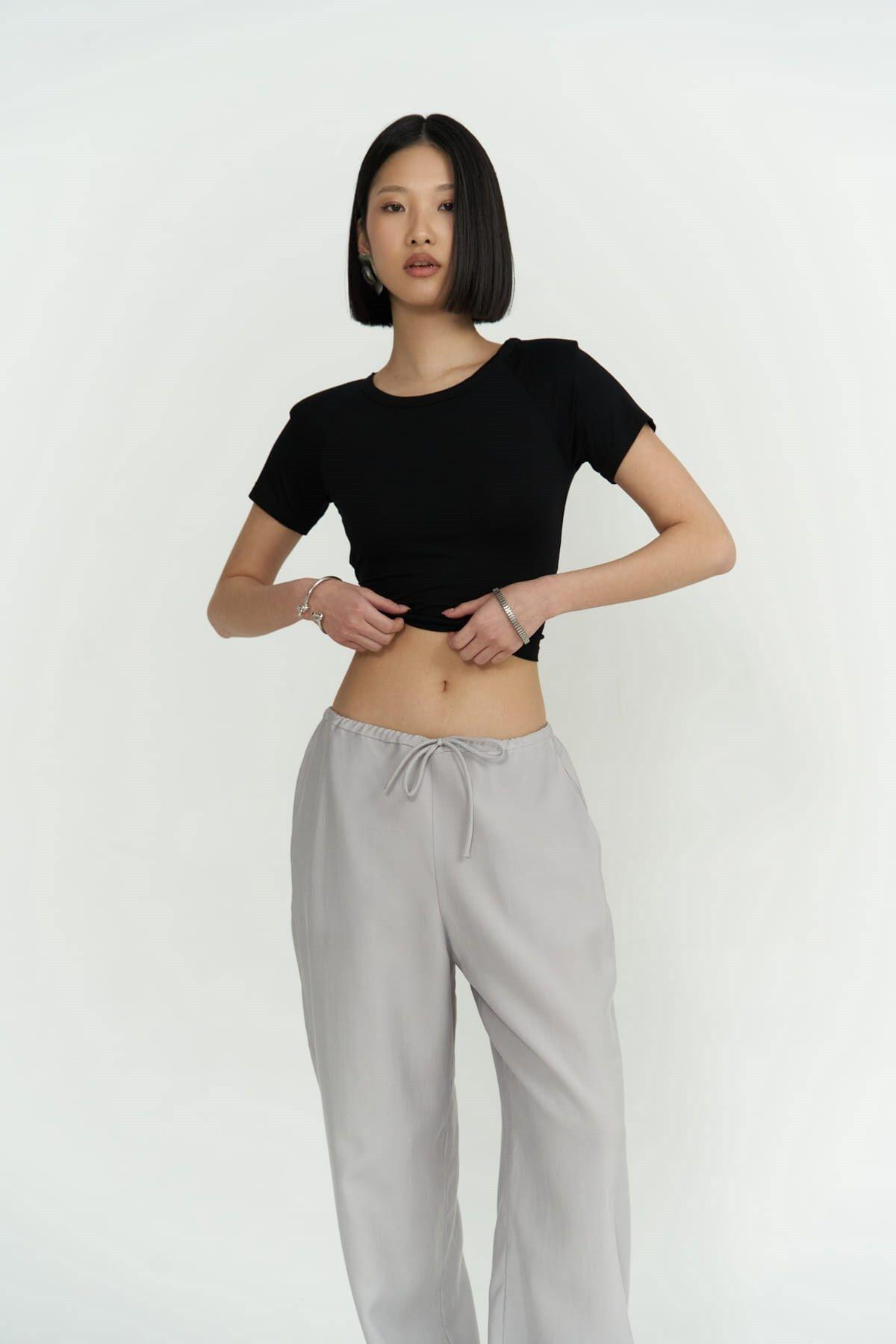 Perla Padded Black Crop Blouse