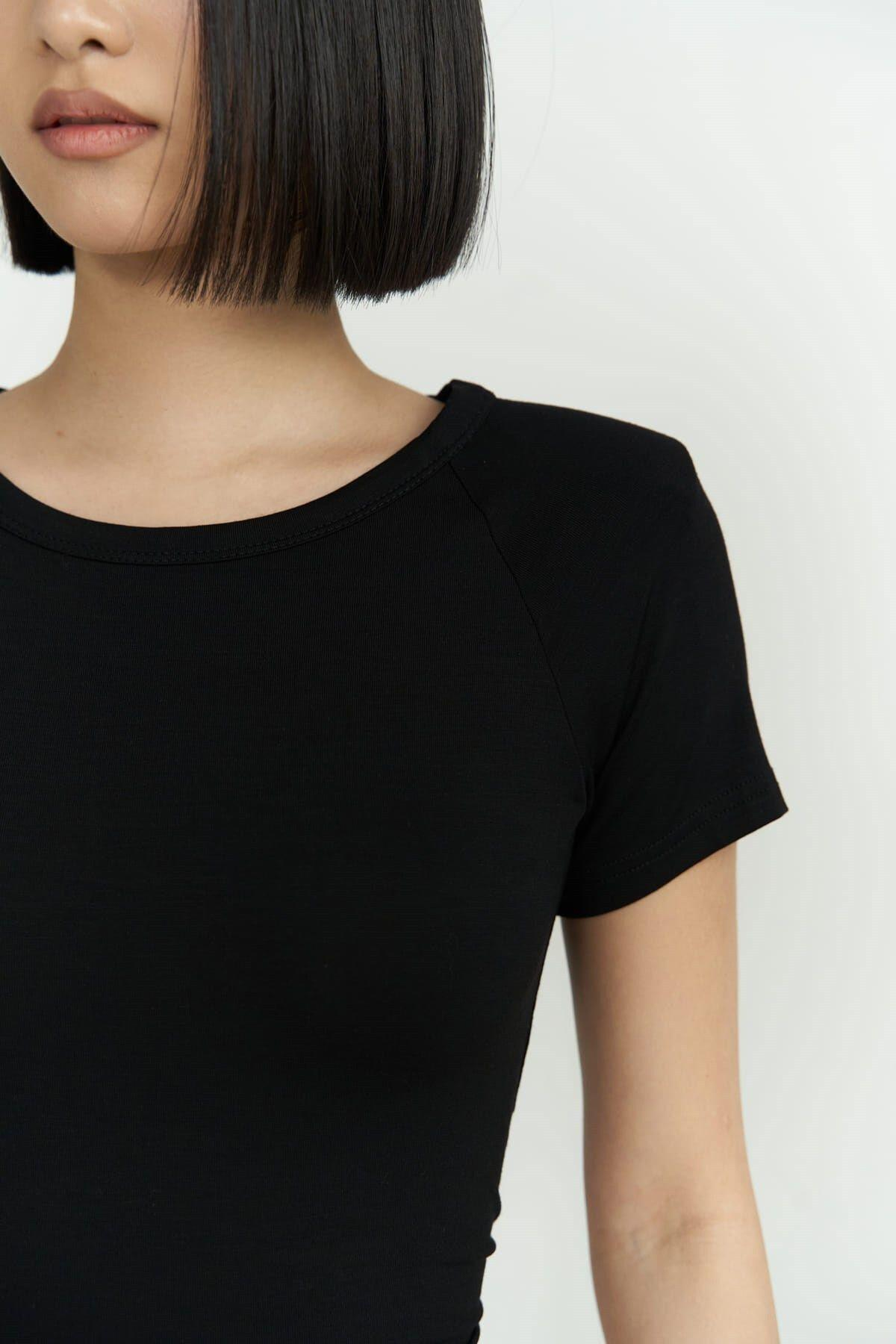 Perla Padded Black Crop Blouse