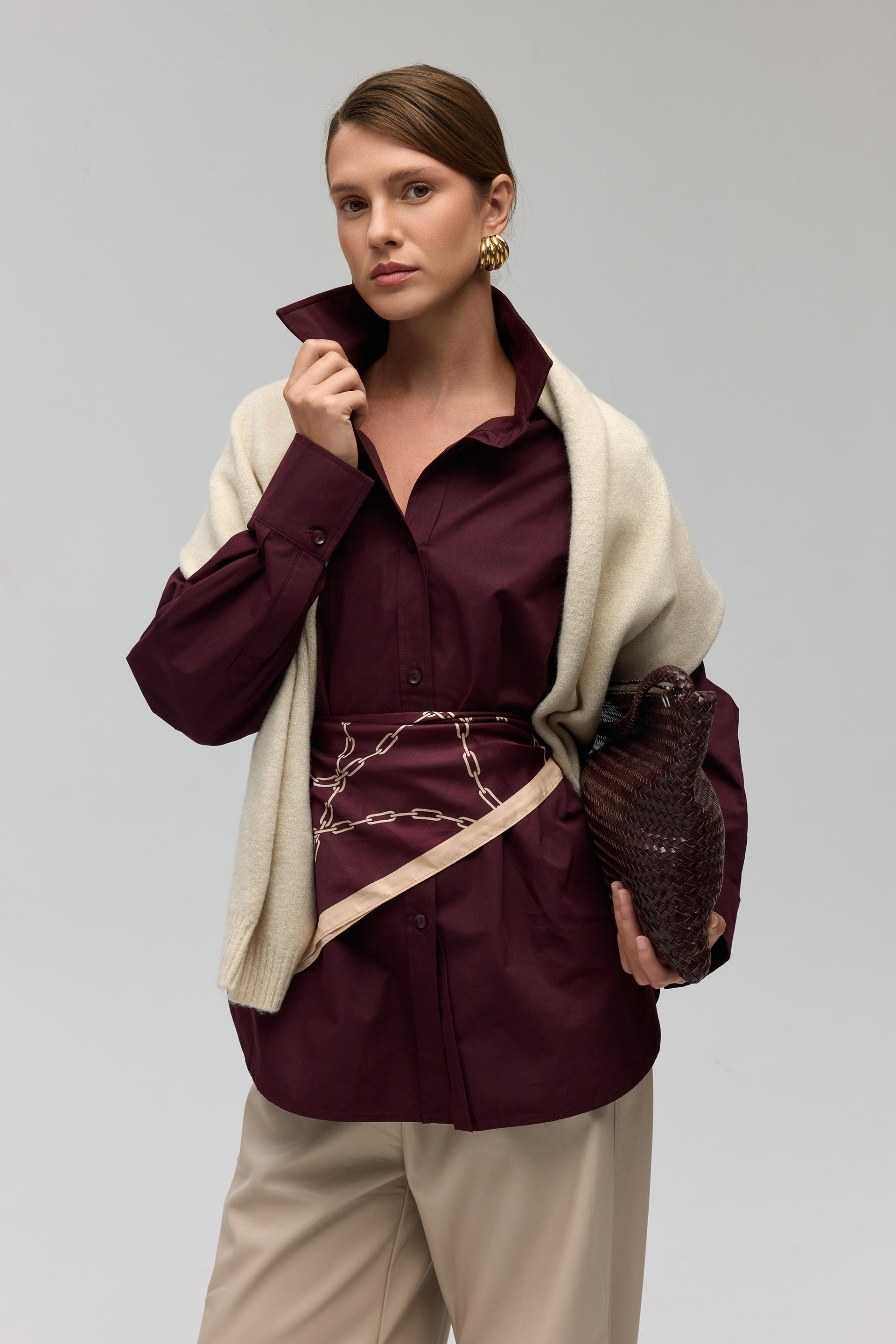 Phoebe Oversized Burgundy Shirt