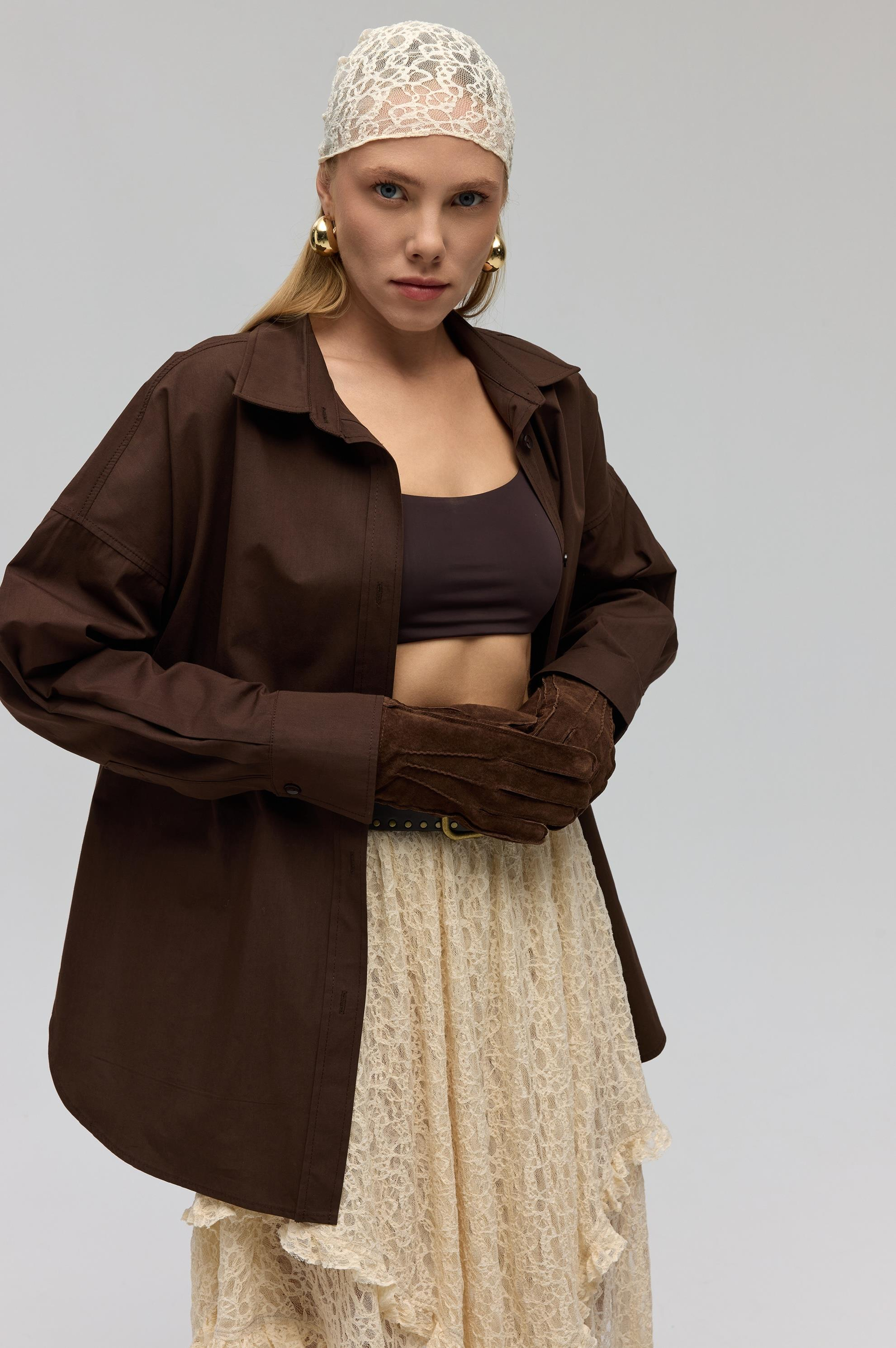 Phoebe Oversize Kahve Gömlek