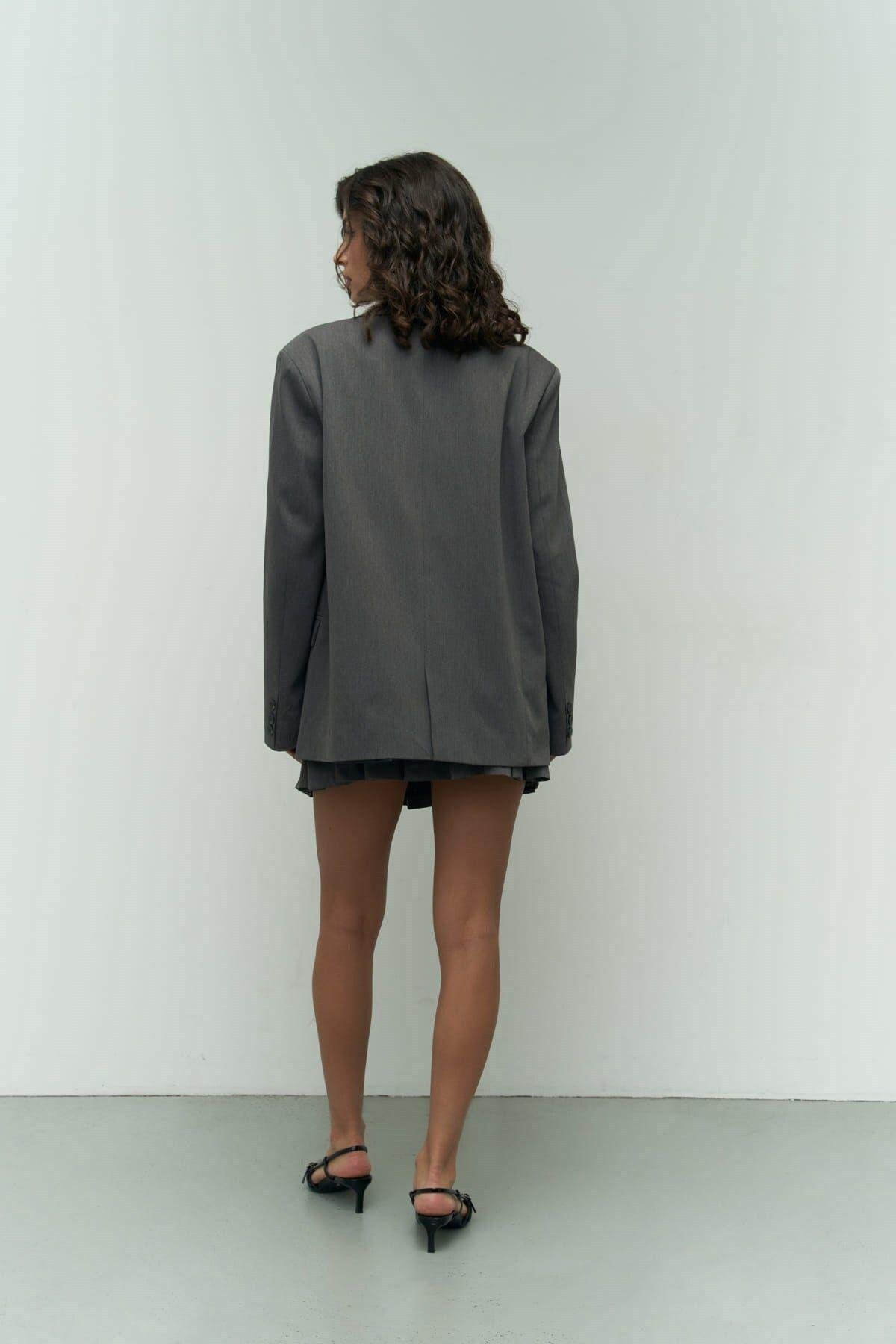 Pietro Dark Gray Blazer With Vest Detail