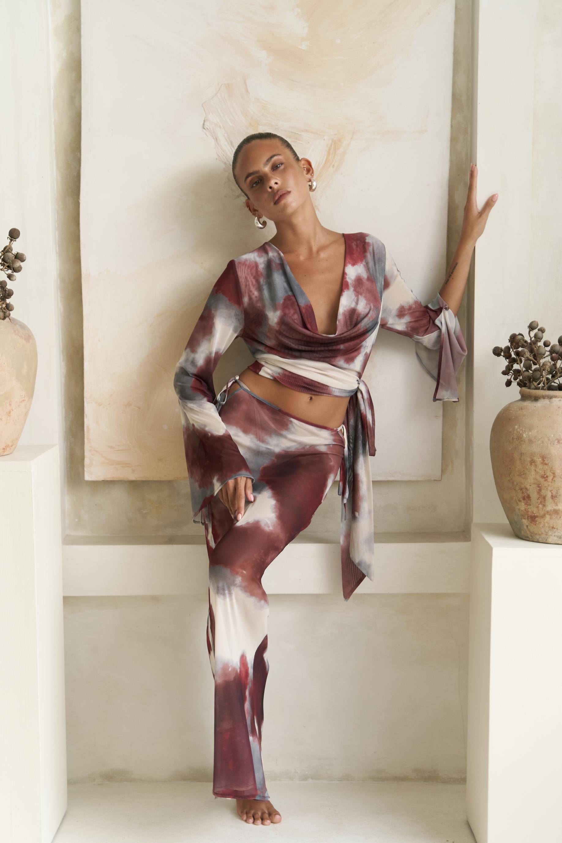 Pnaisyonist Uzun Kol Bordo Crop Etek Takım