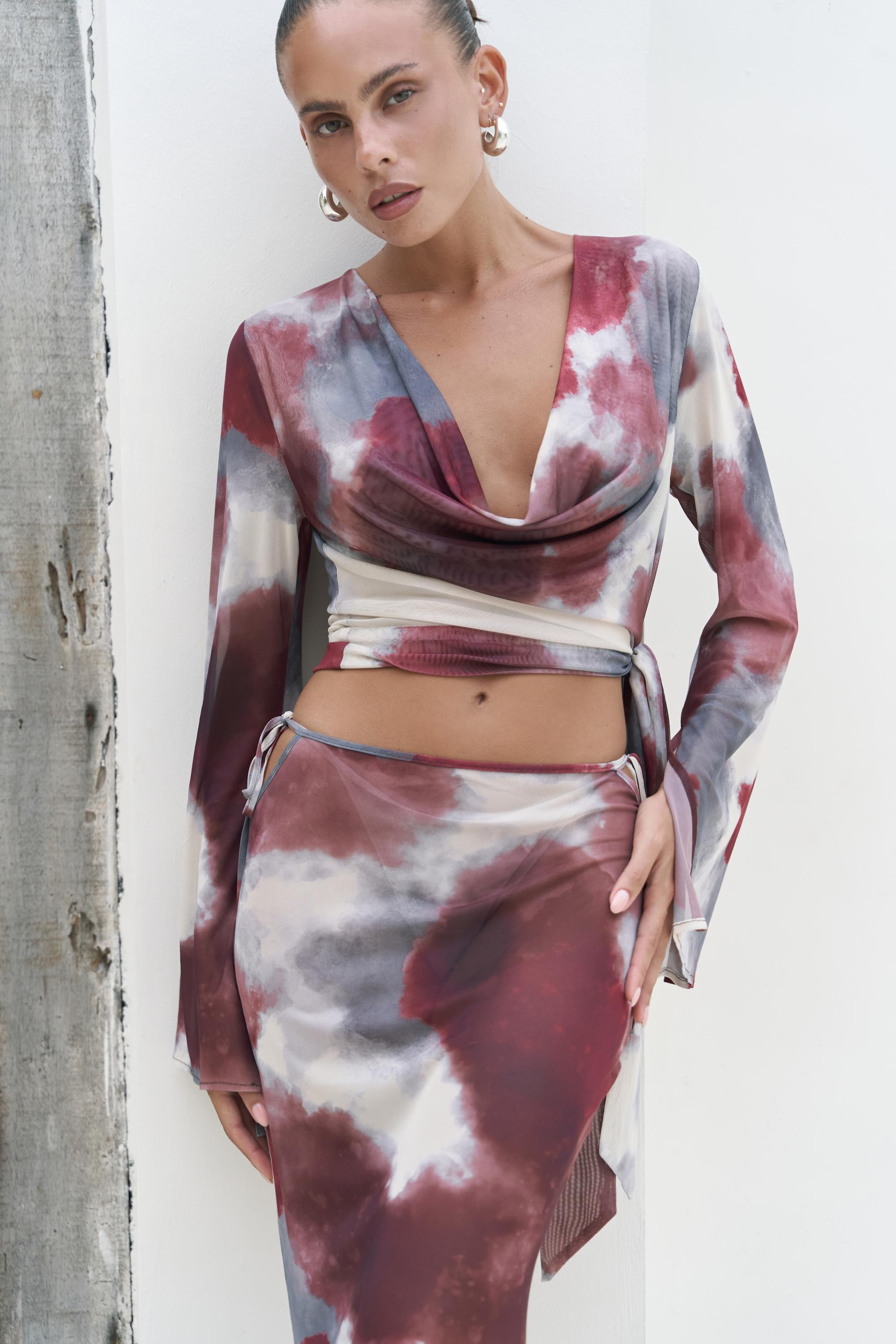 Pnaisyonist Uzun Kol Bordo Crop Etek Takım