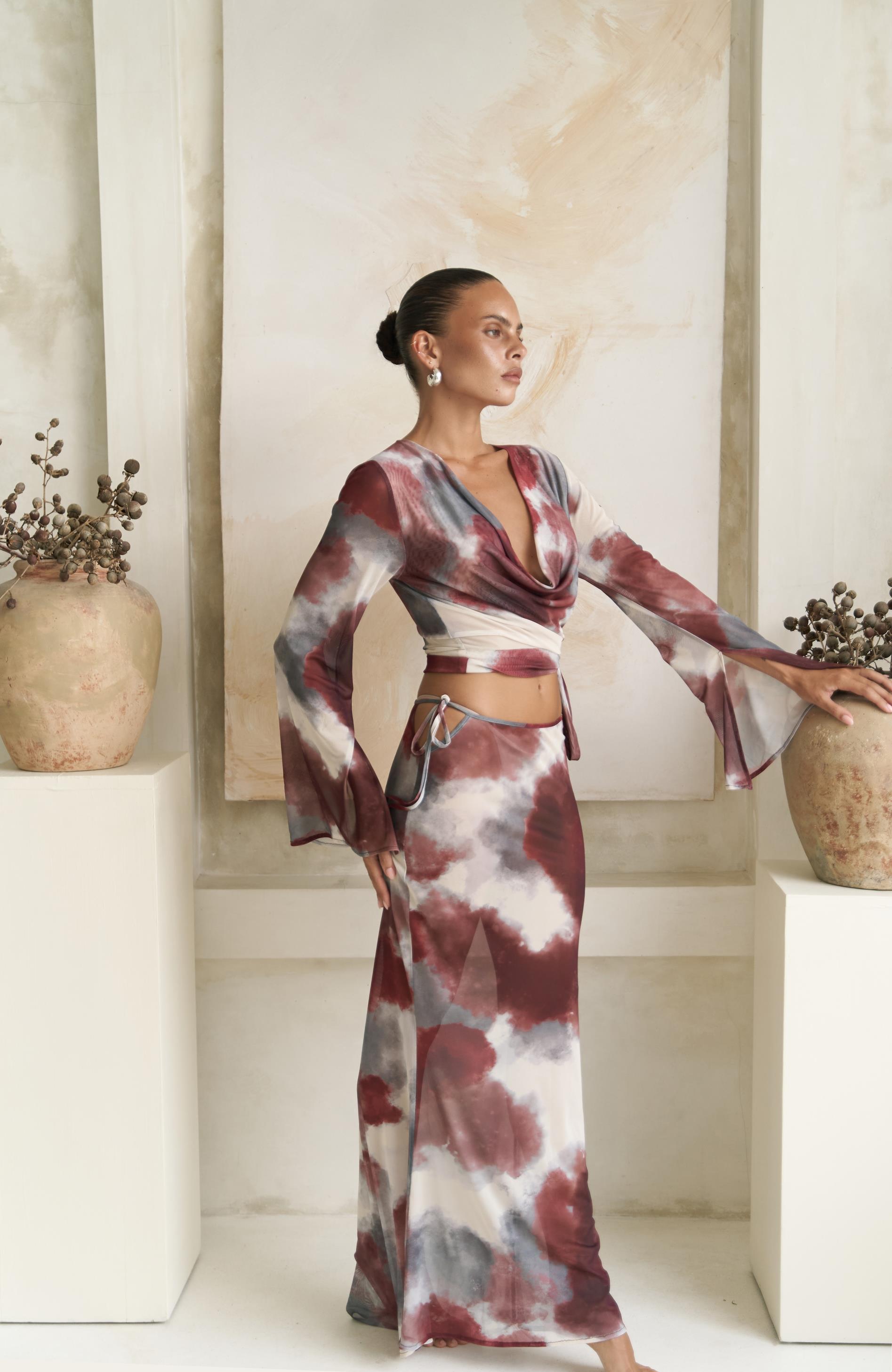 Pnaisyonist Uzun Kol Bordo Crop Etek Takım