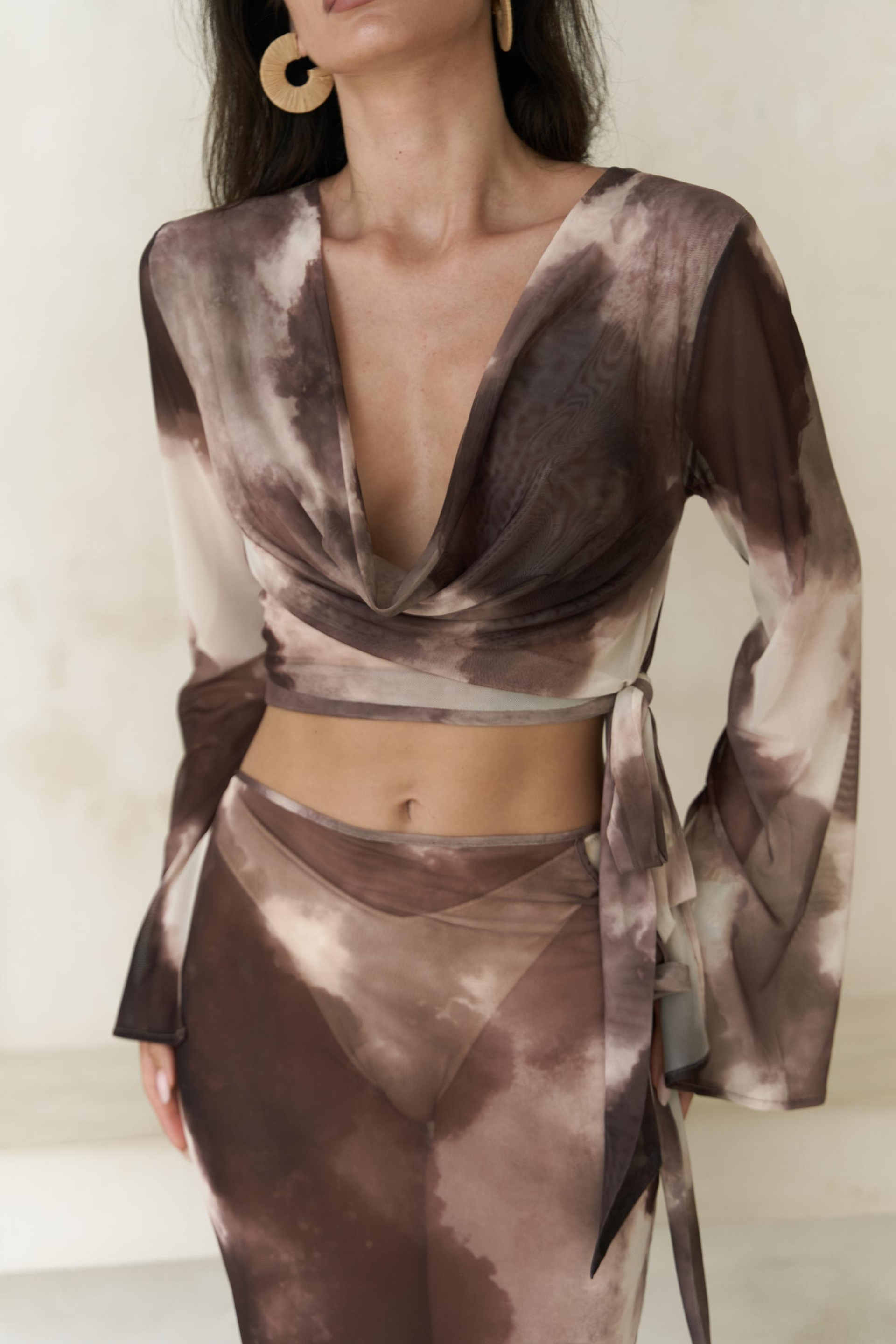 Pnaisyonist Uzun Kol Kahve Crop Etek Takım