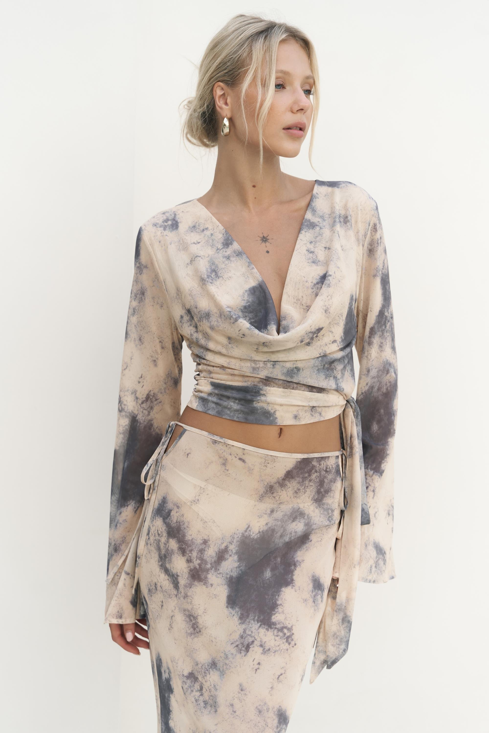 Pnaisyonist Uzun Kol Sarı Crop Etek Takım