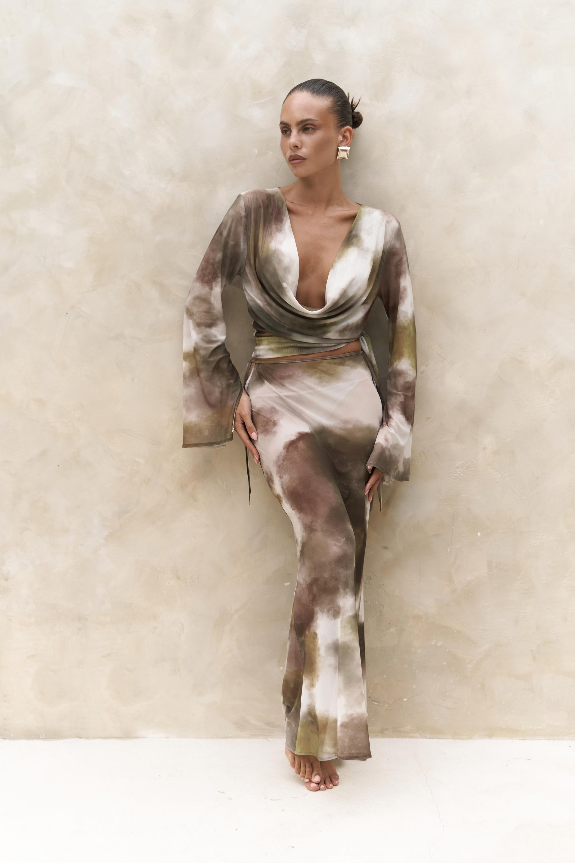 Pnaisyonist Uzun Kol Yeşil Crop Etek Takım