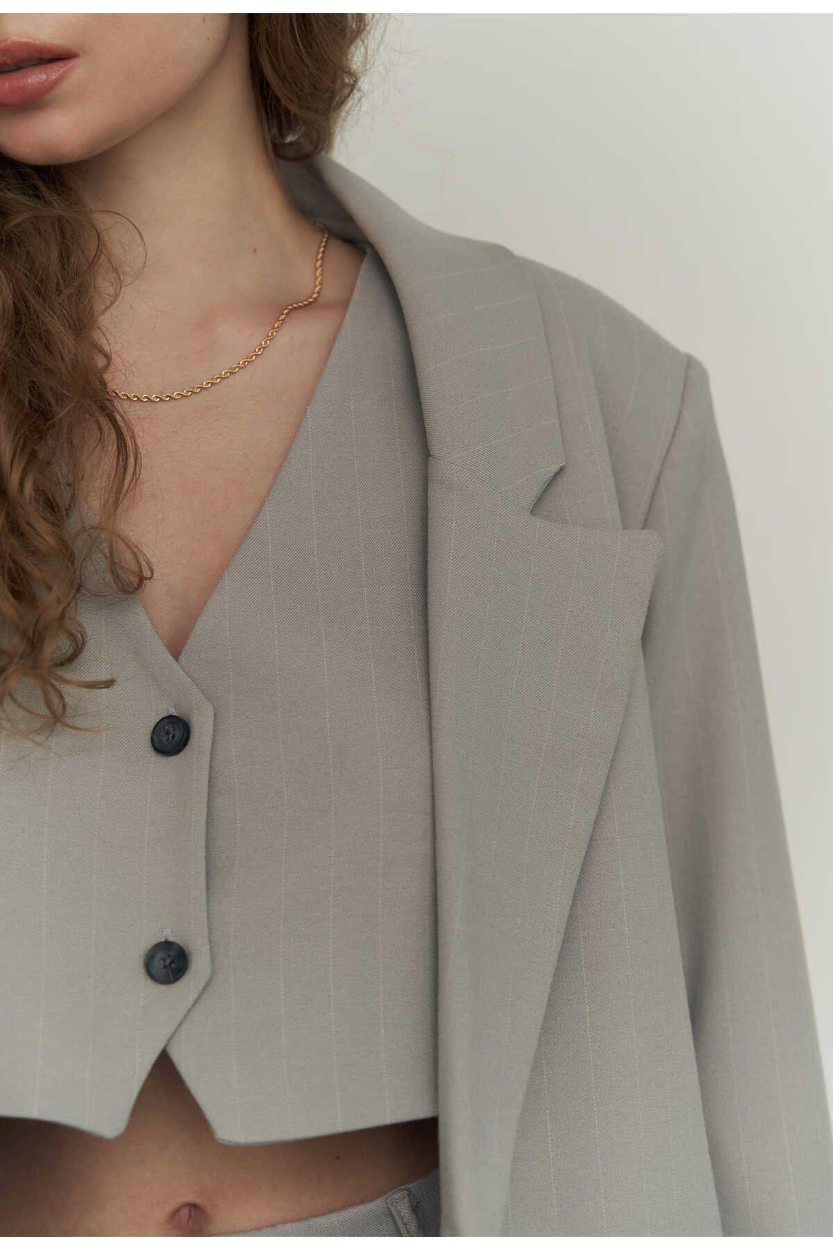 Polly Gri Üçlü Ceket Takım