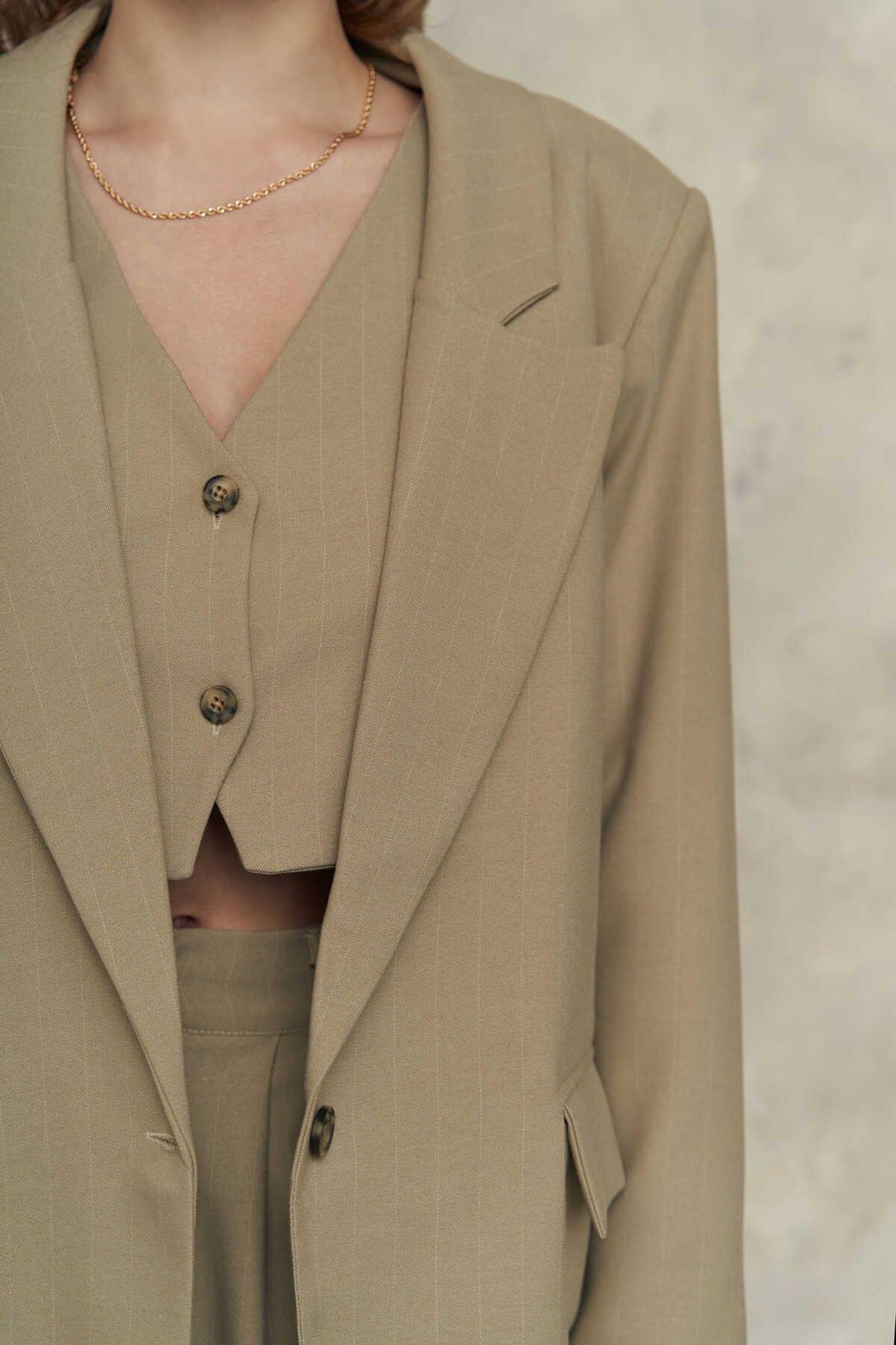 Polly Olive Green Üçlü Ceket Takım