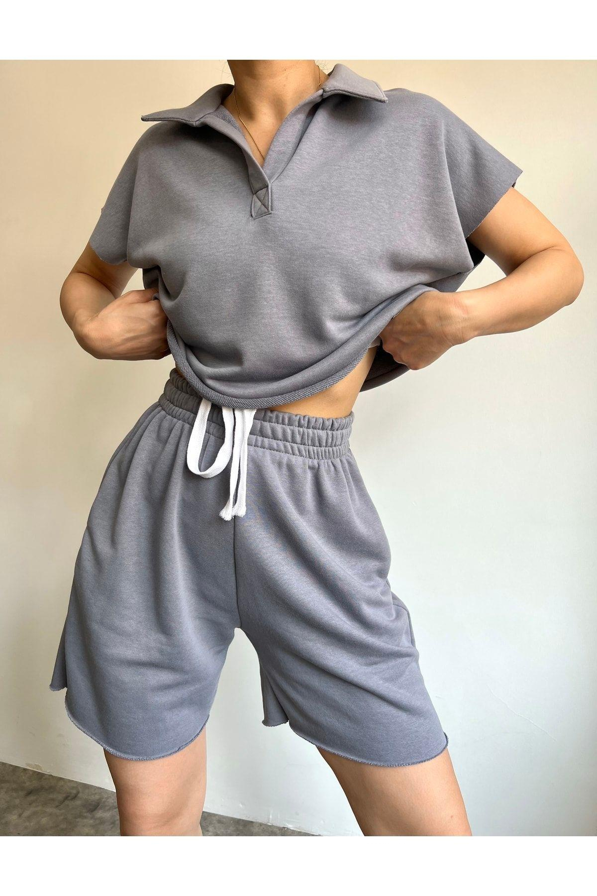 Polo Yaka Duman Şort Takım