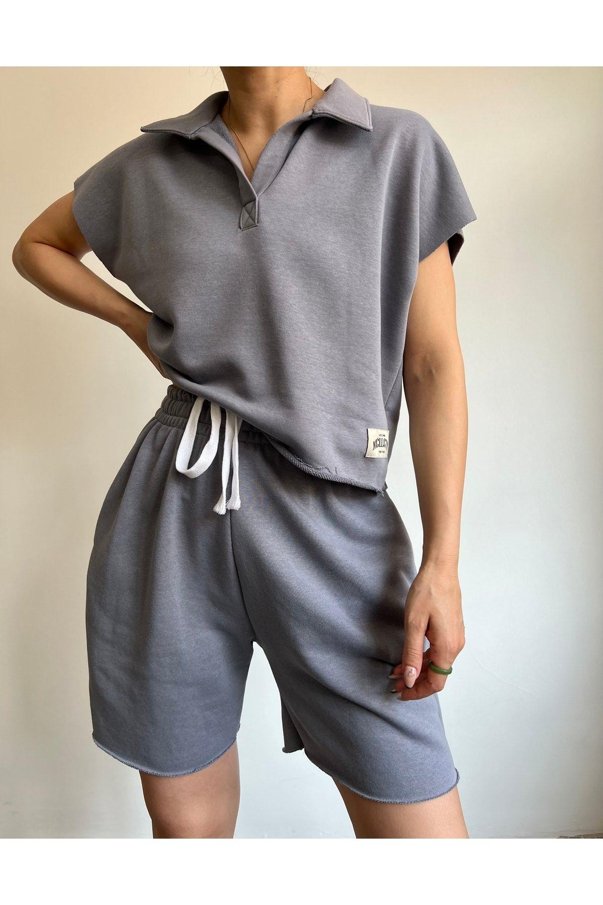 Polo Yaka Duman Şort Takım