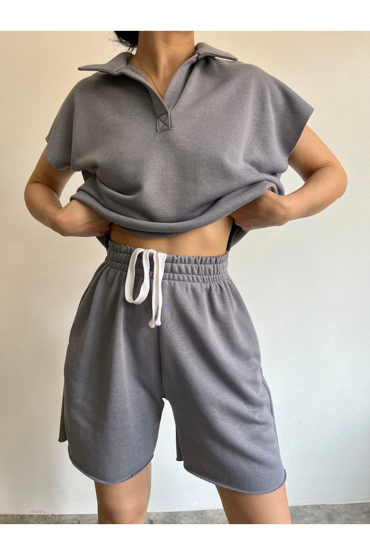 Polo Yaka Duman Şort Takım