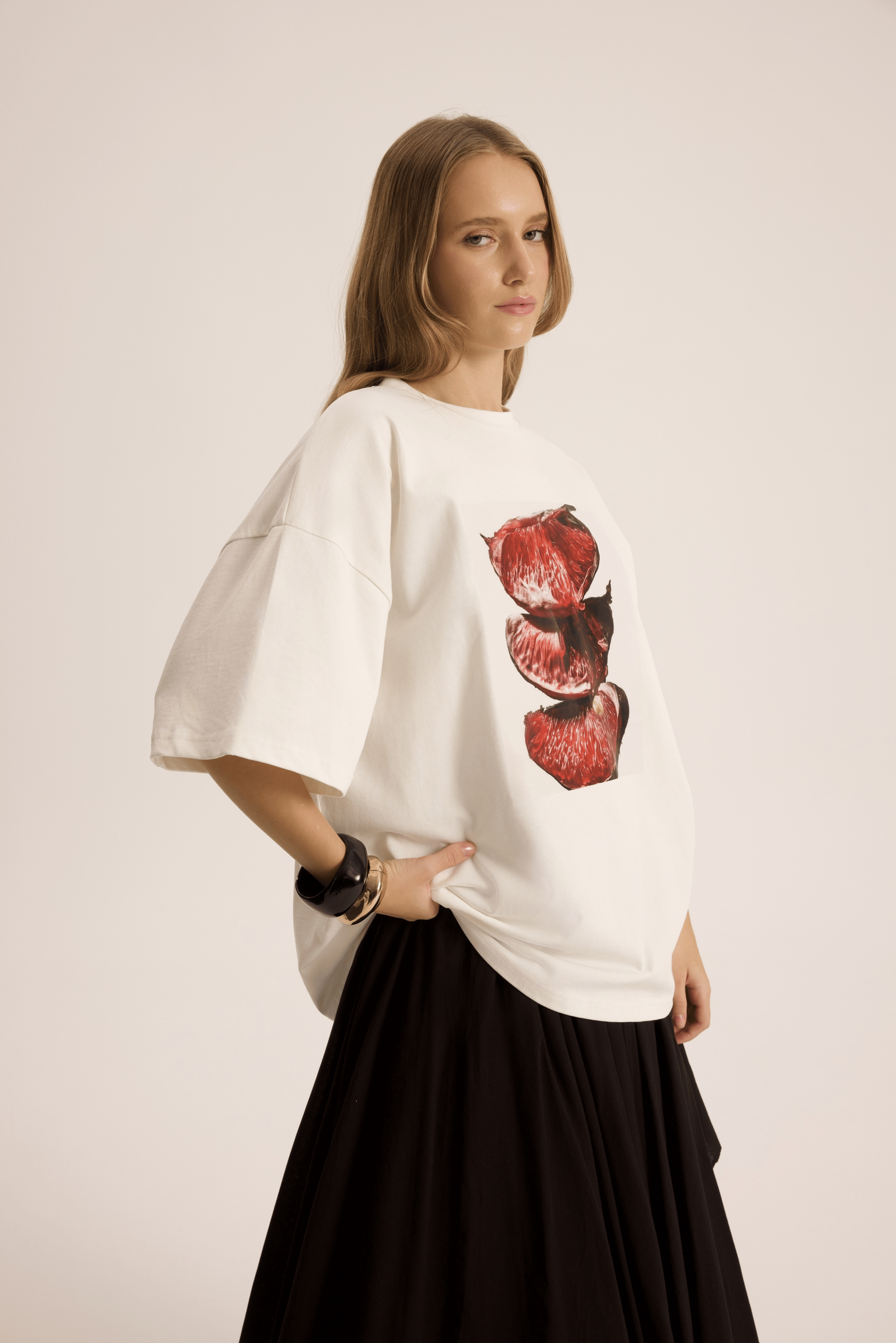 Pomelo Oversize Beyaz T-Shirt