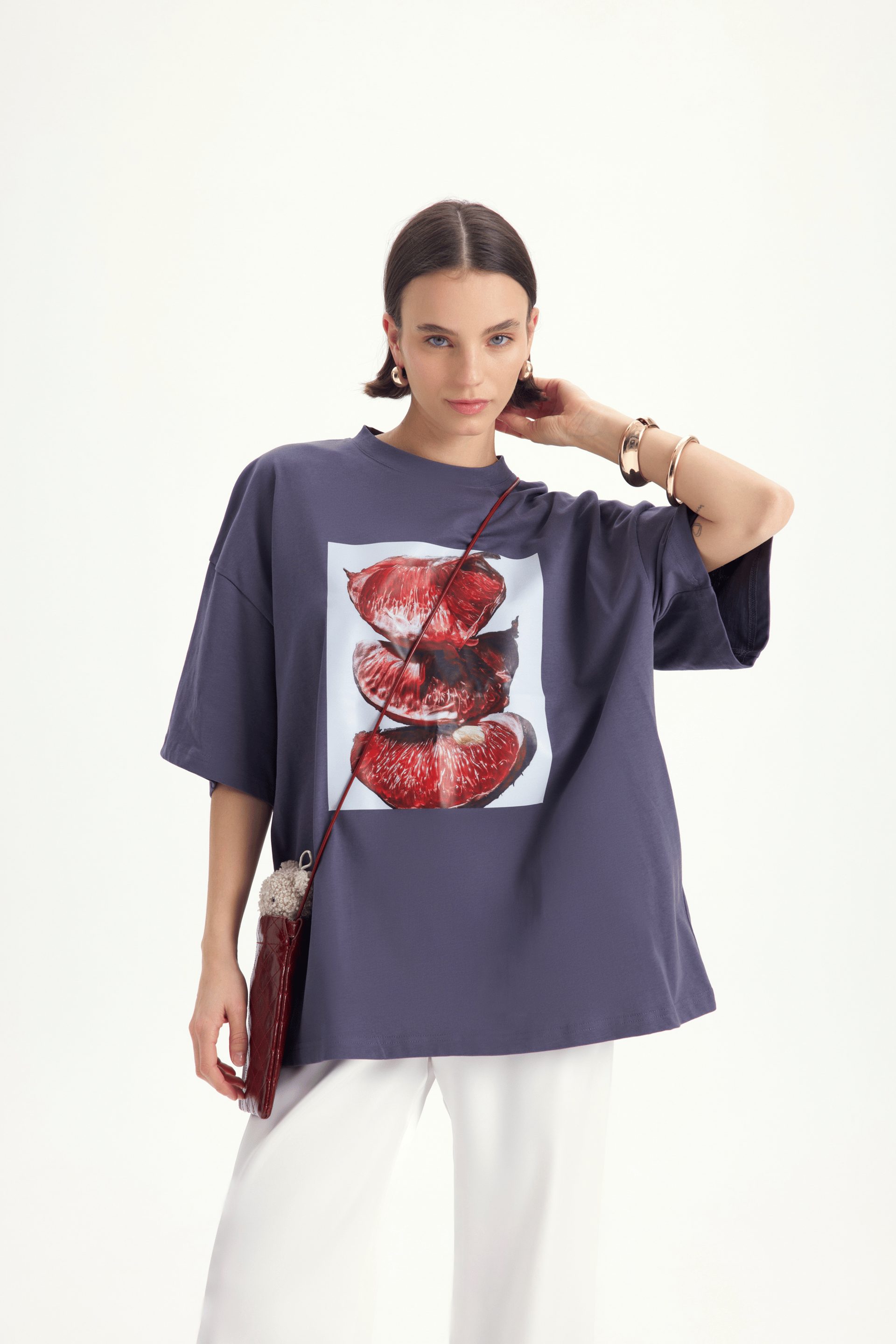 Pomelo Oversize Füme T-Shirt