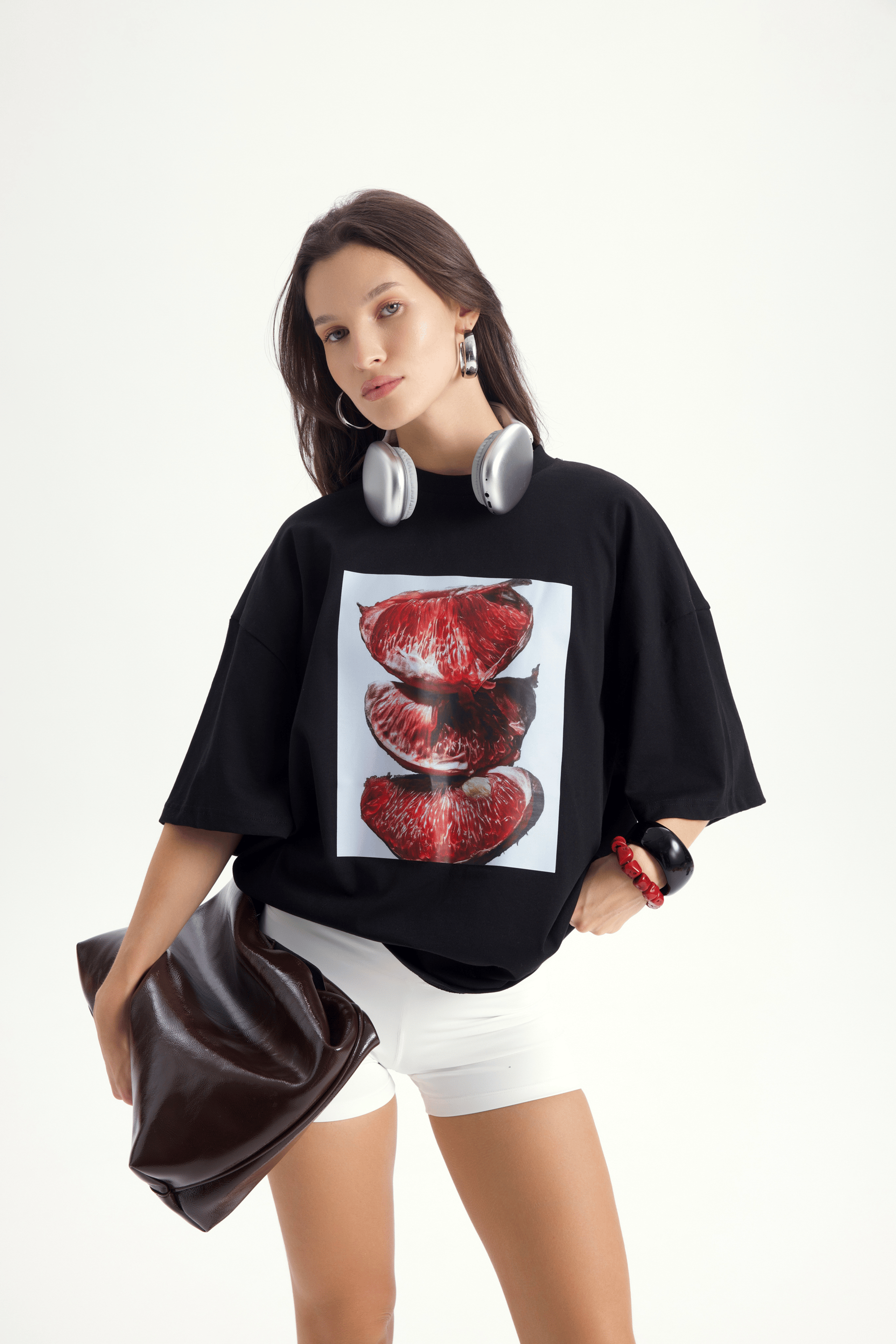 Pomelo Oversize Siyah T-Shirt