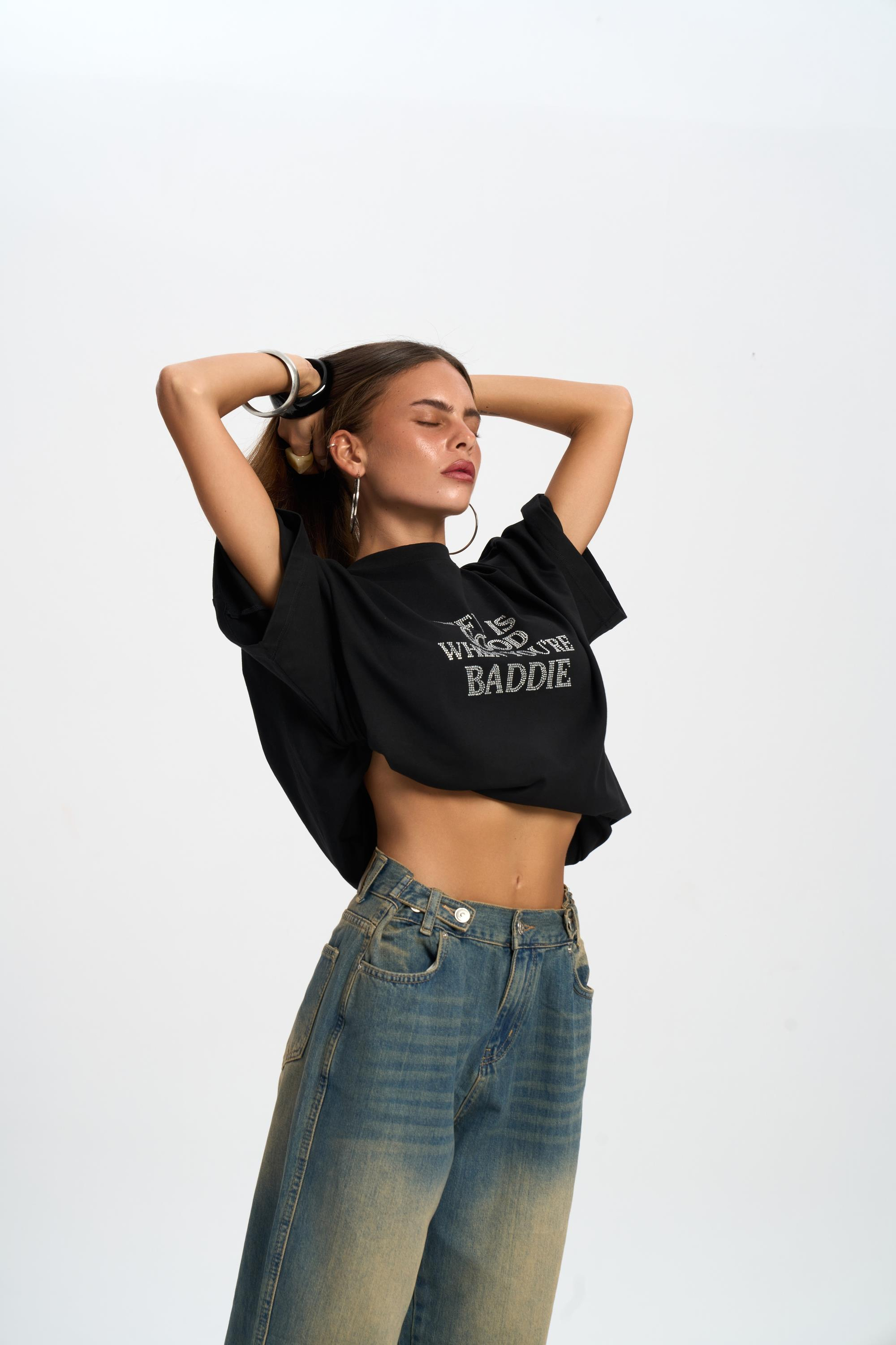 Port Waist Detail Dusty Blue Jean Pants