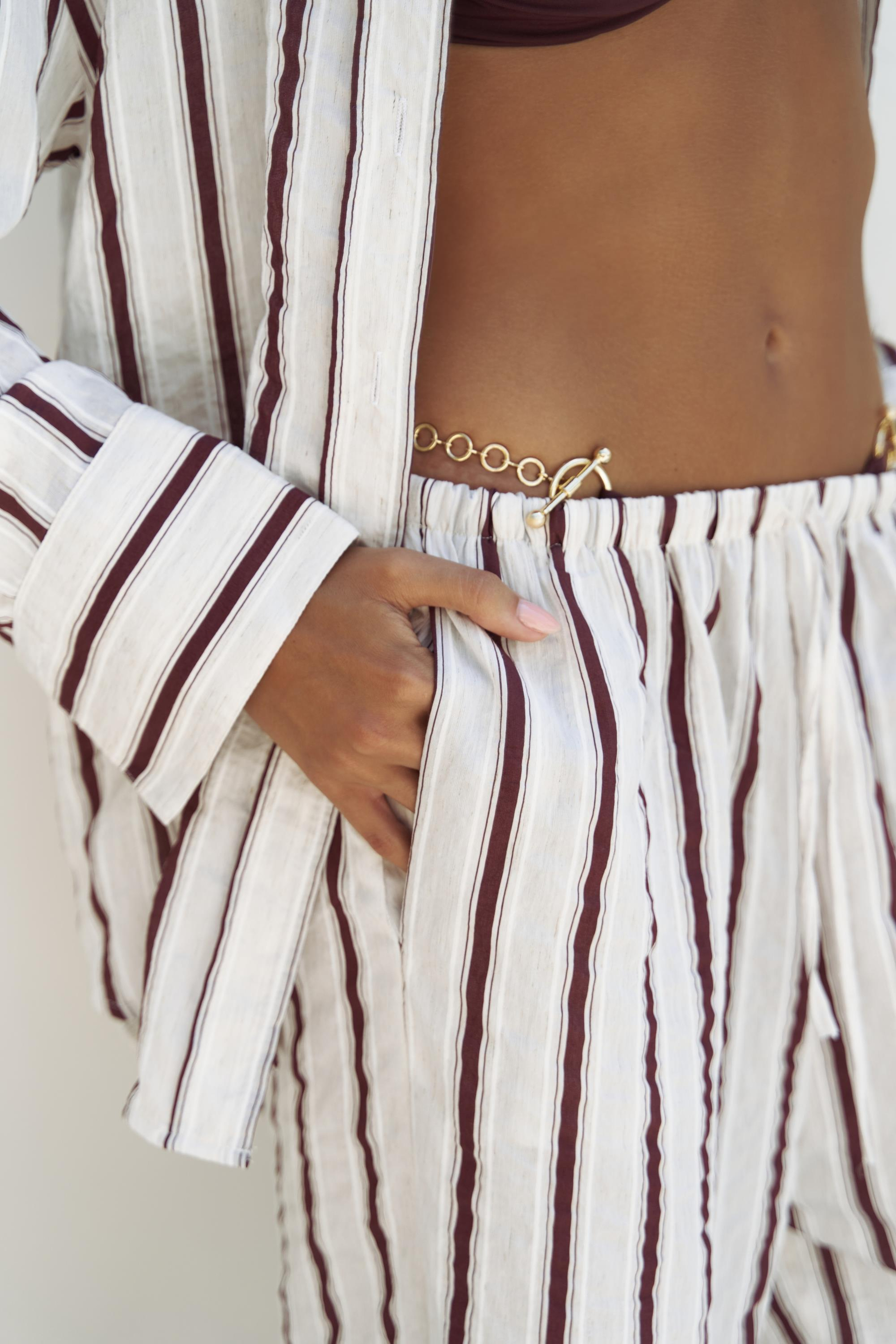 Priskiana Bağcıklı Bordo Pantolon Gömlek Takım