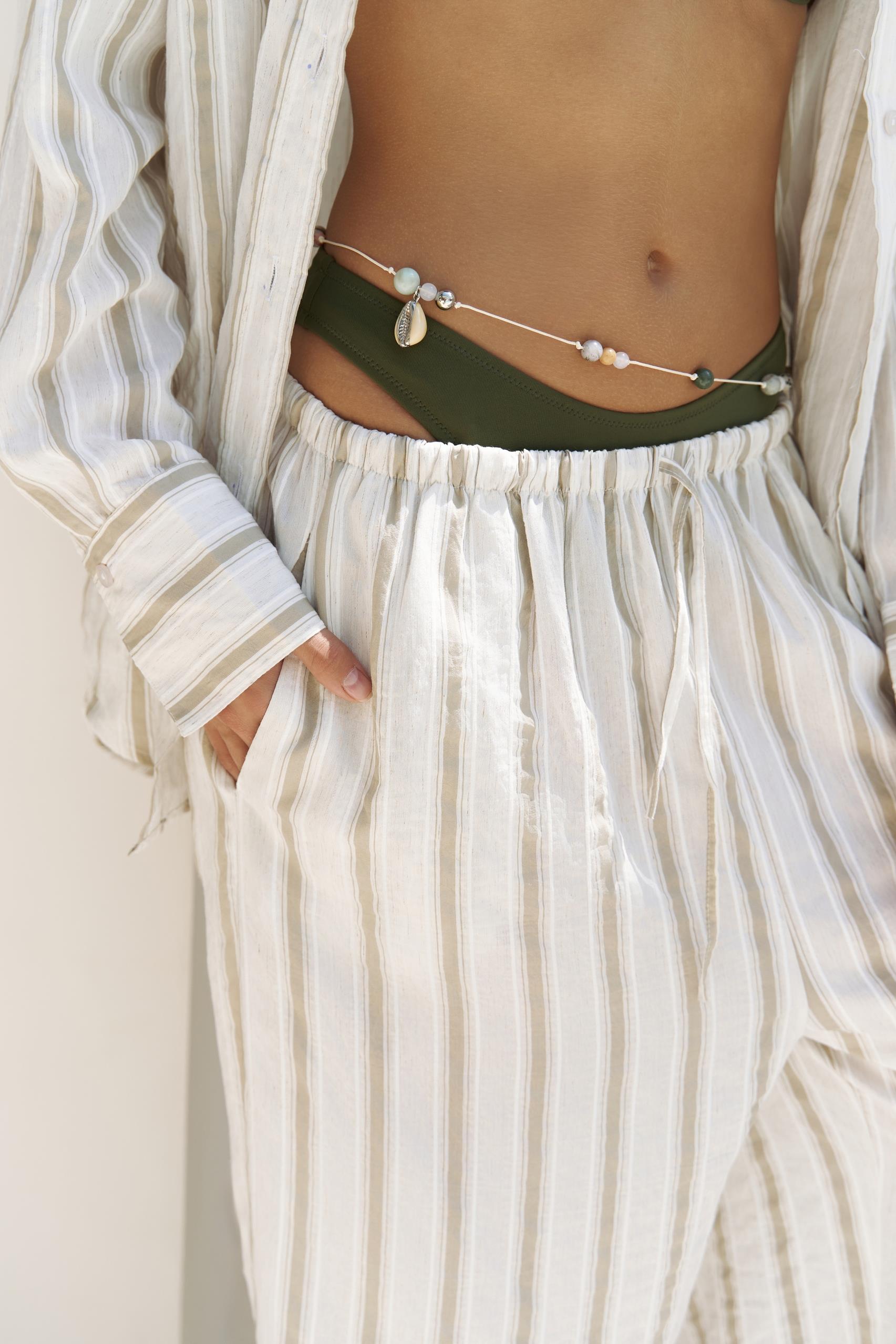 Priskiana Bağcıklı Haki Pantolon Gömlek Takım