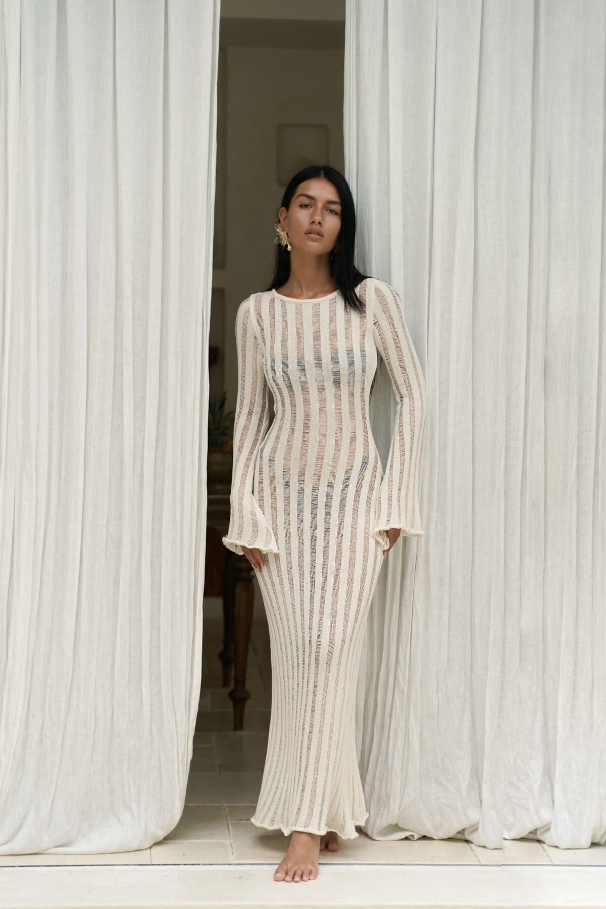 Railay Beige Long Knit Dress 