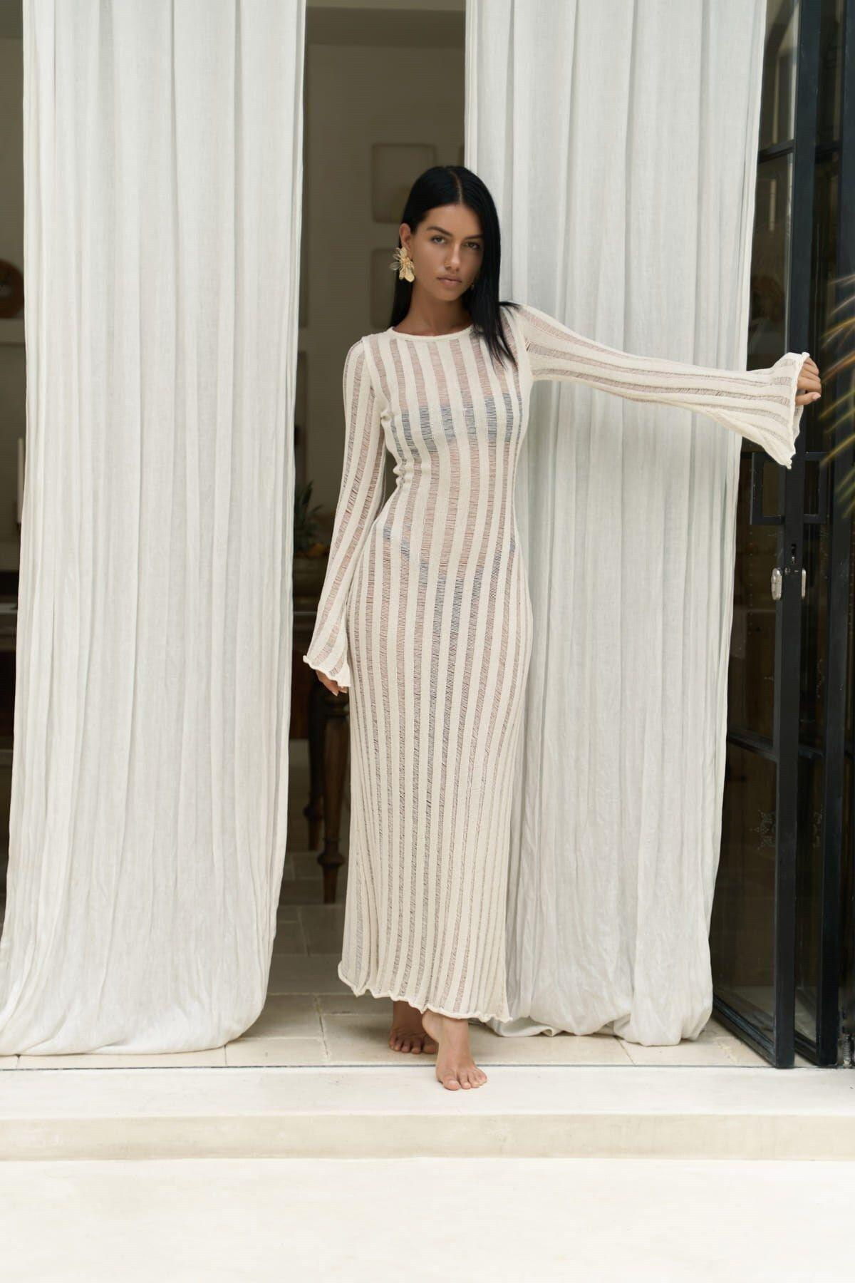 Railay Beige Long Knit Dress 