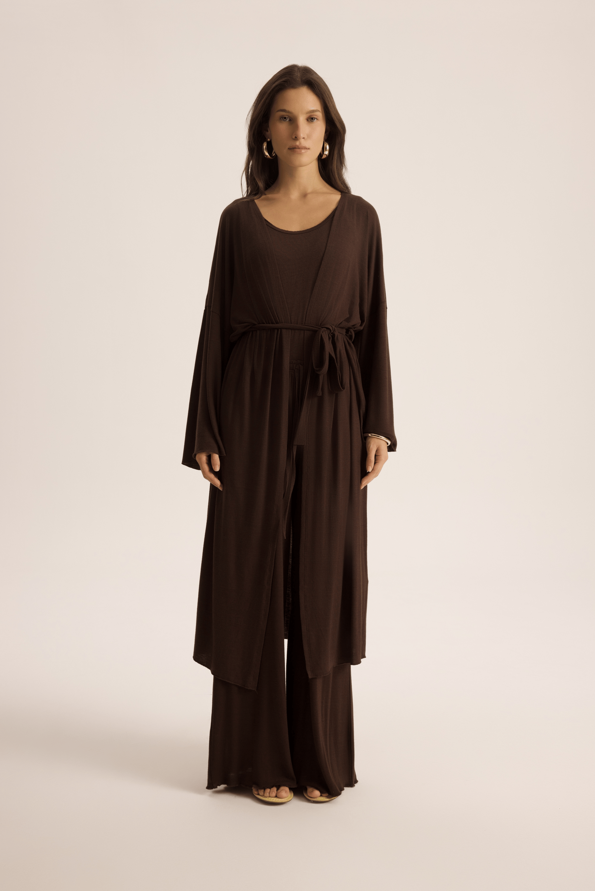 Raina Kahve Kimono Basic Üçlü Takım