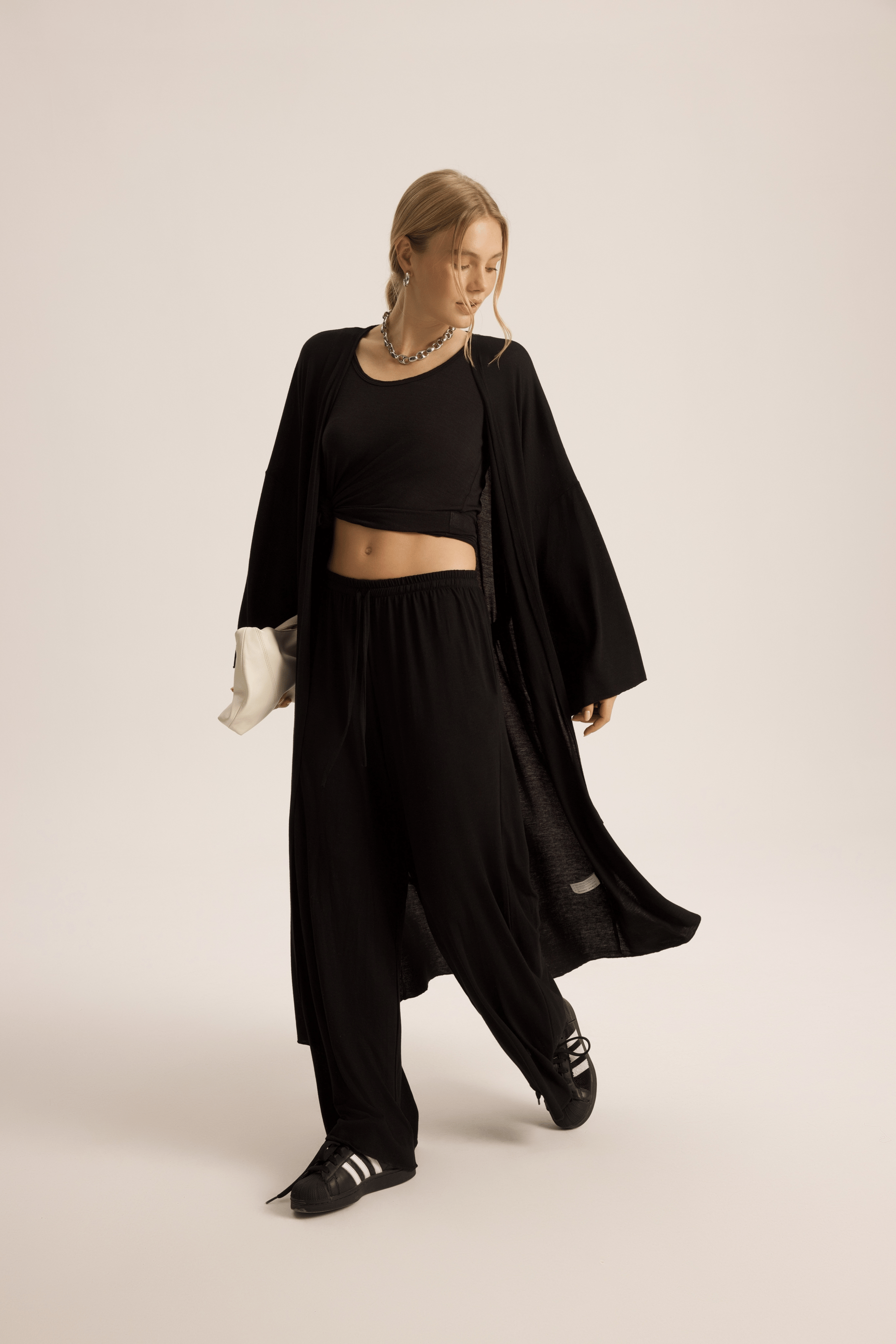 Raina Siyah Kimono Basic Üçlü Takım