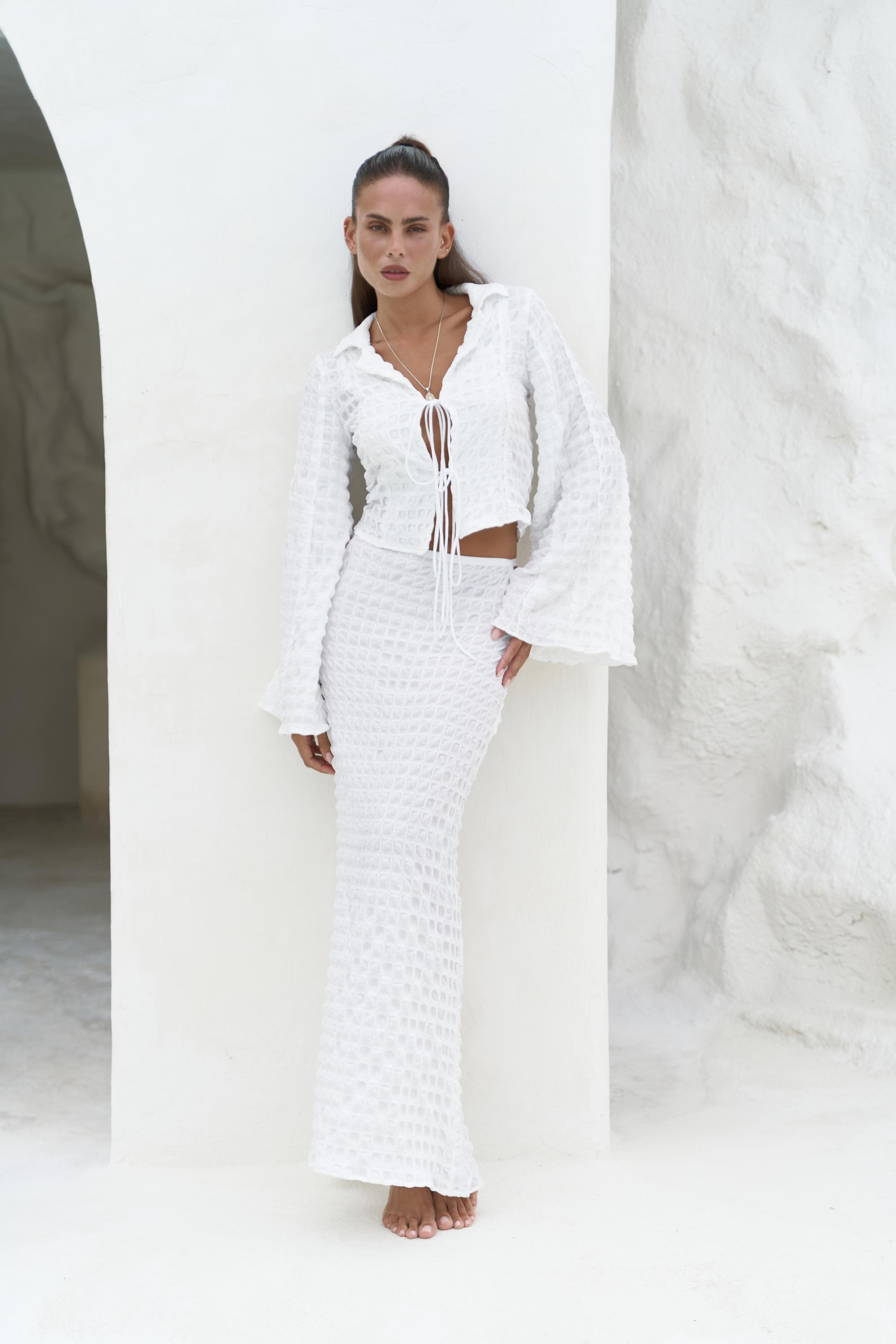 Rania Ekru Gömlek Etek Takım