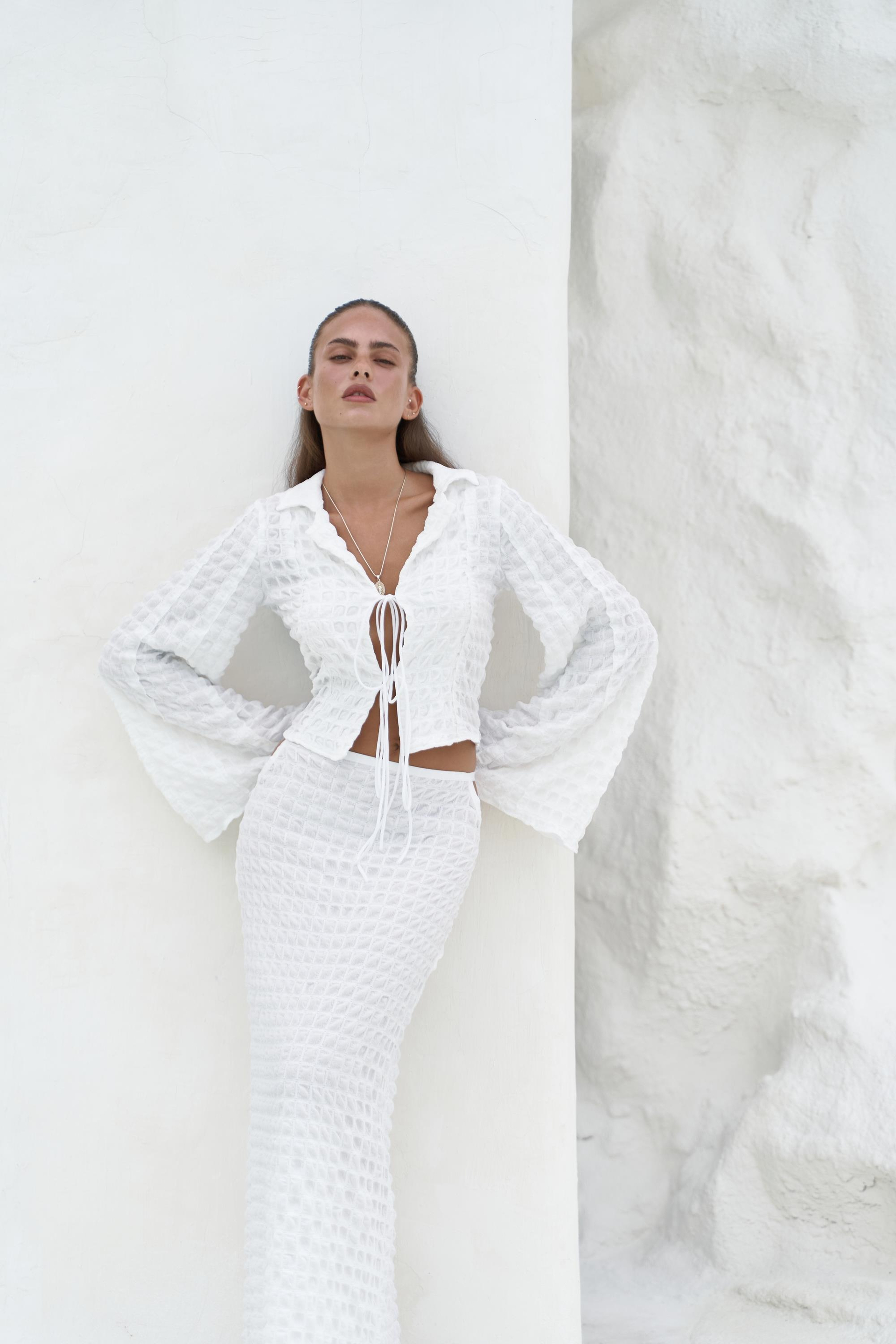 Rania Ekru Gömlek Etek Takım