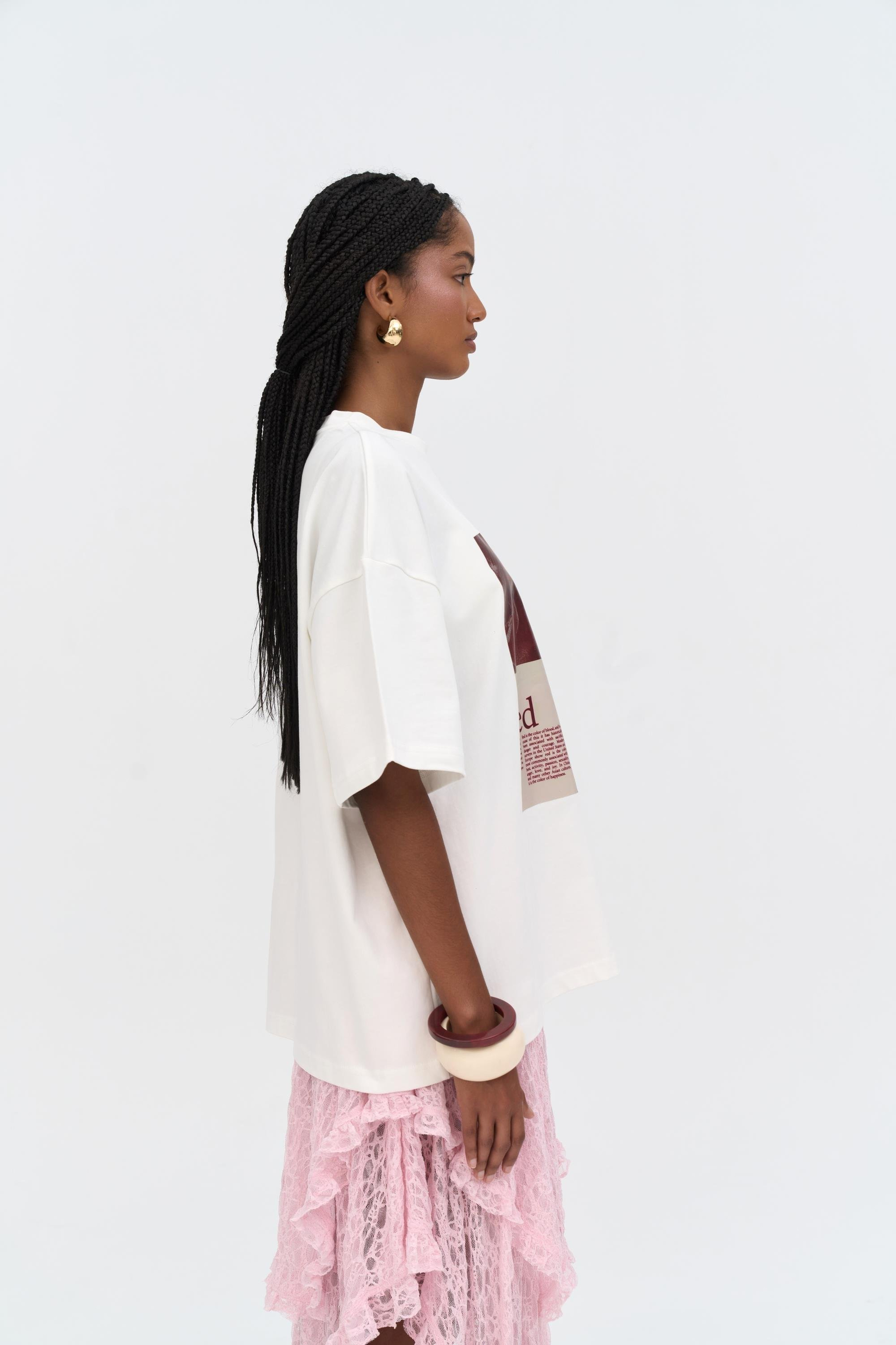 Red Bloom Oversize Beyaz T-Shirt