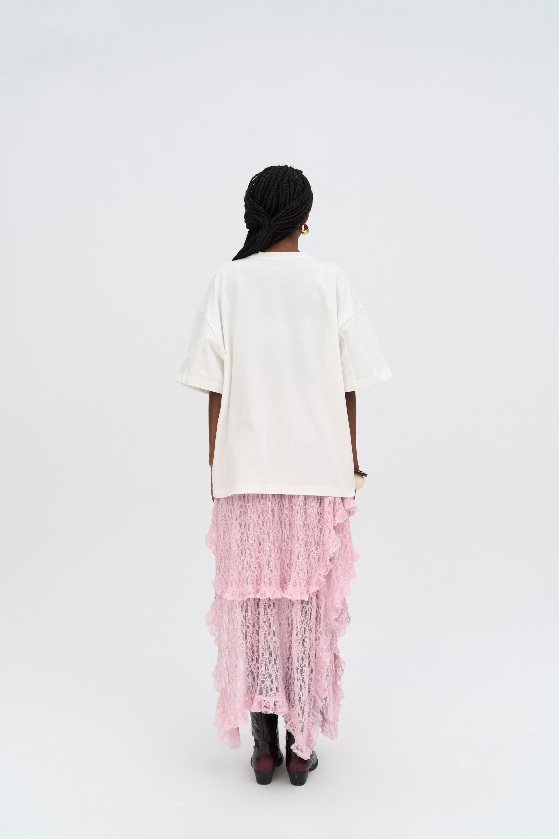 Red Bloom Oversize Beyaz T-Shirt